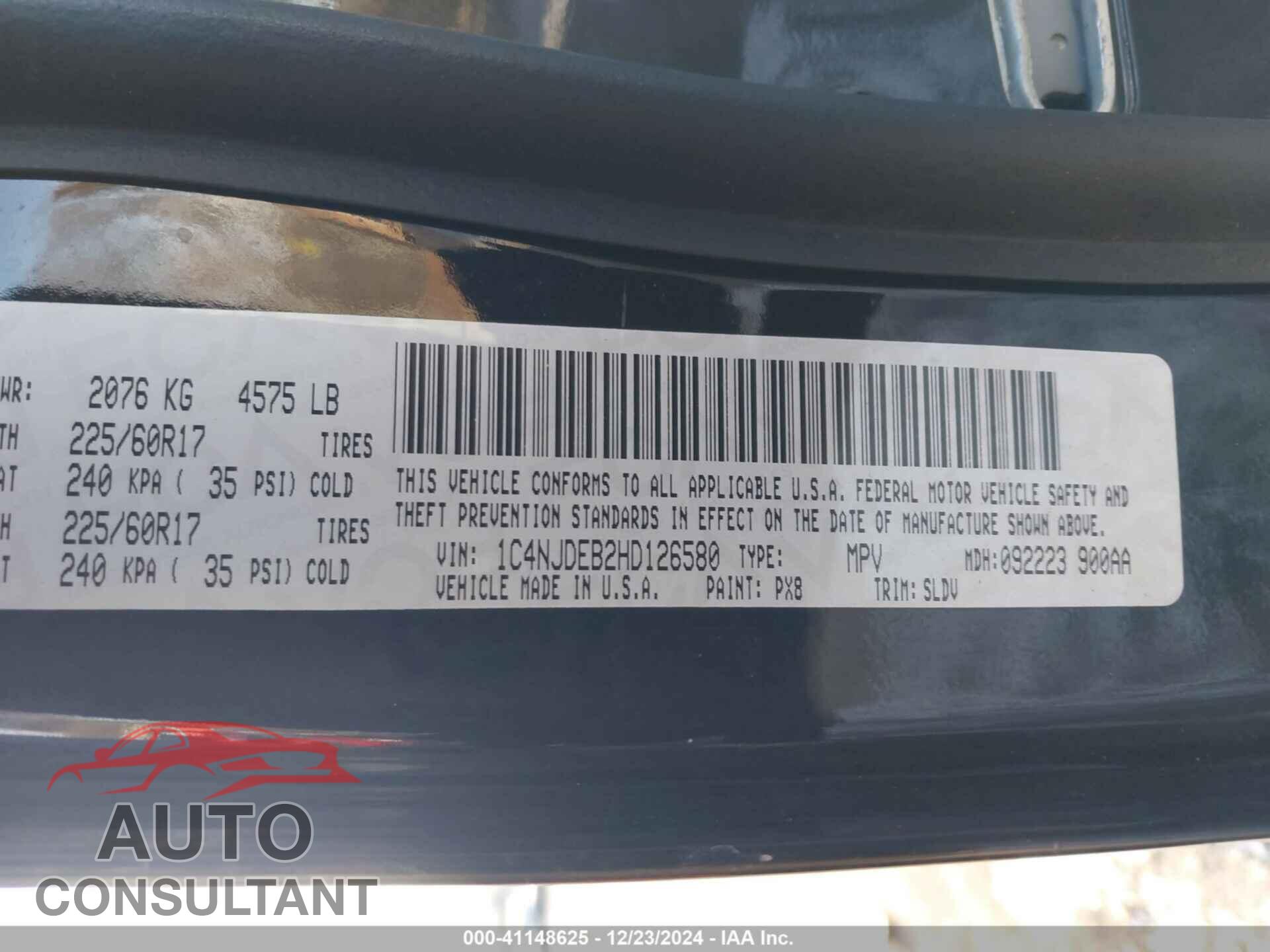 JEEP COMPASS 2017 - 1C4NJDEB2HD126580