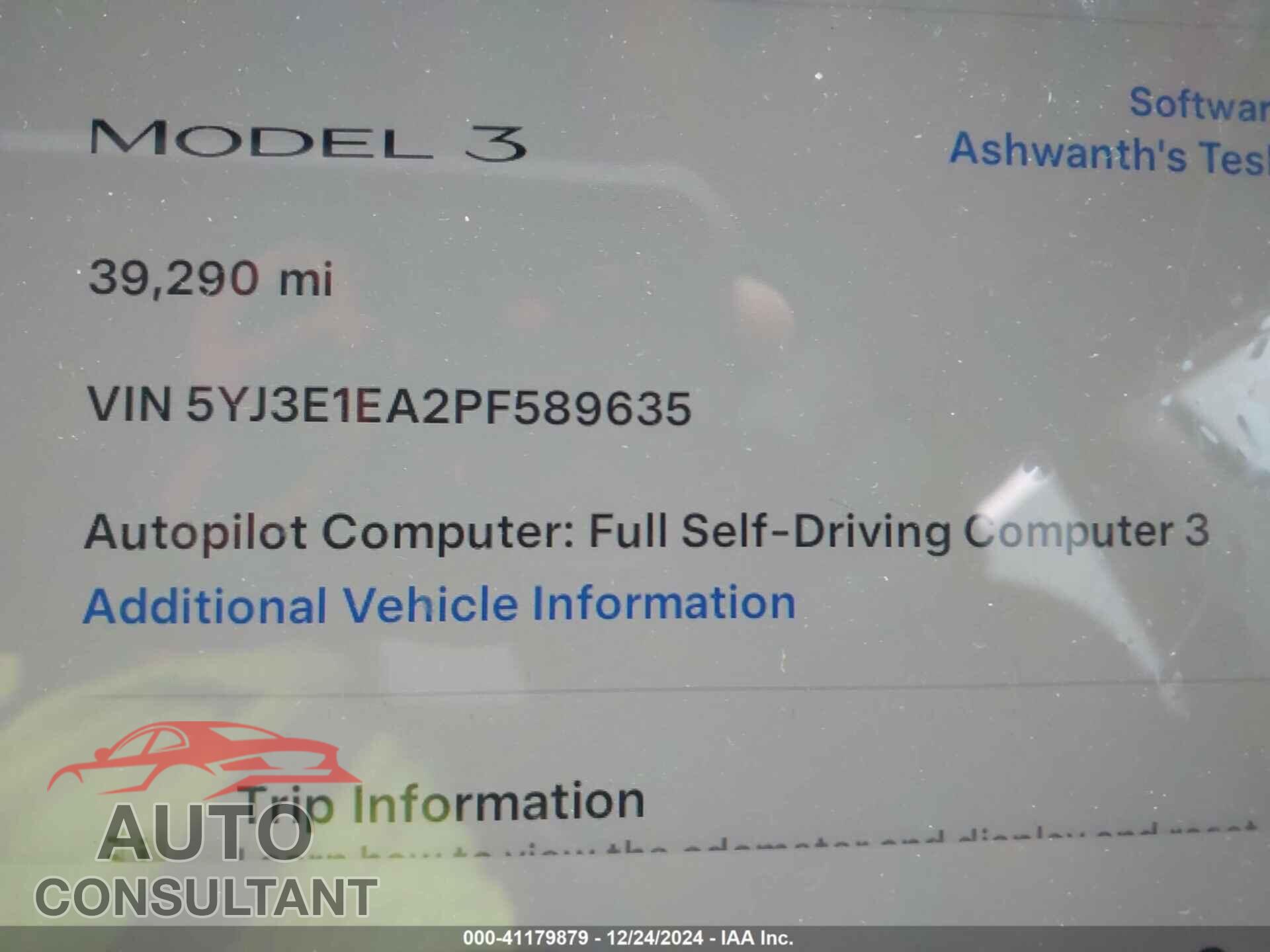 TESLA MODEL 3 2023 - 5YJ3E1EA2PF589635