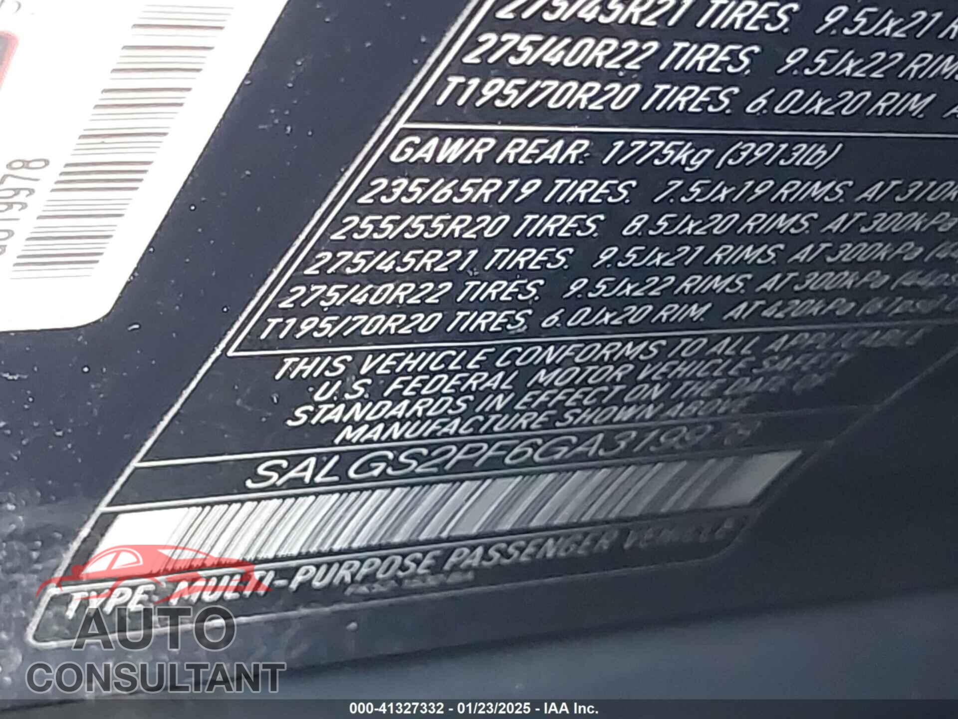LAND ROVER RANGE ROVER 2016 - SALGS2PF6GA319978