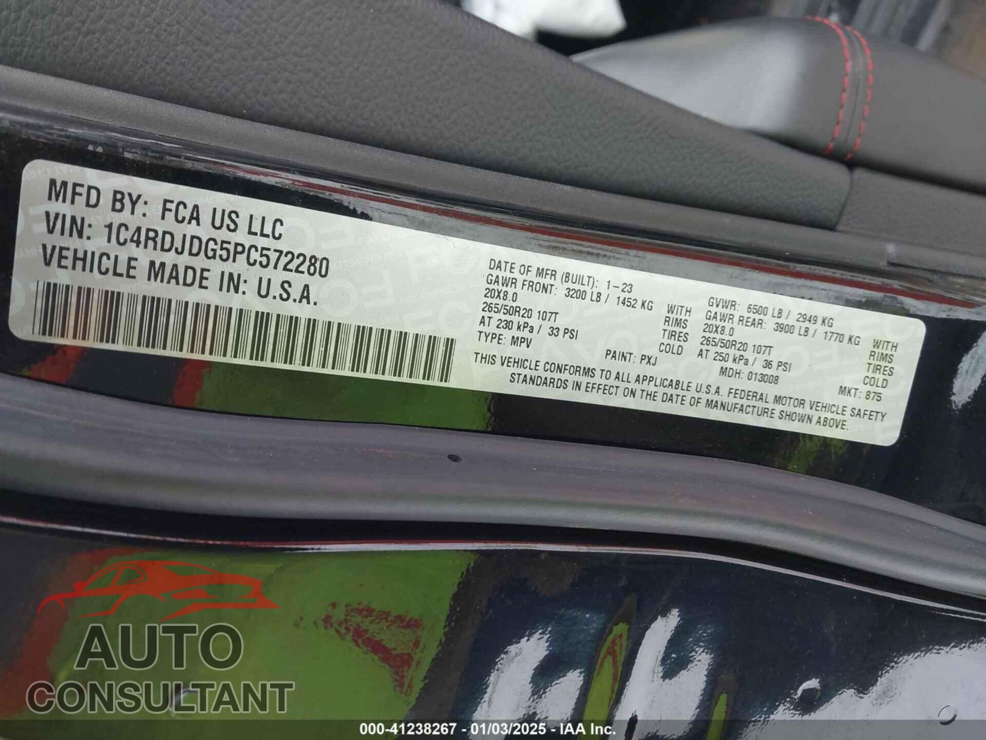 DODGE DURANGO 2023 - 1C4RDJDG5PC572280