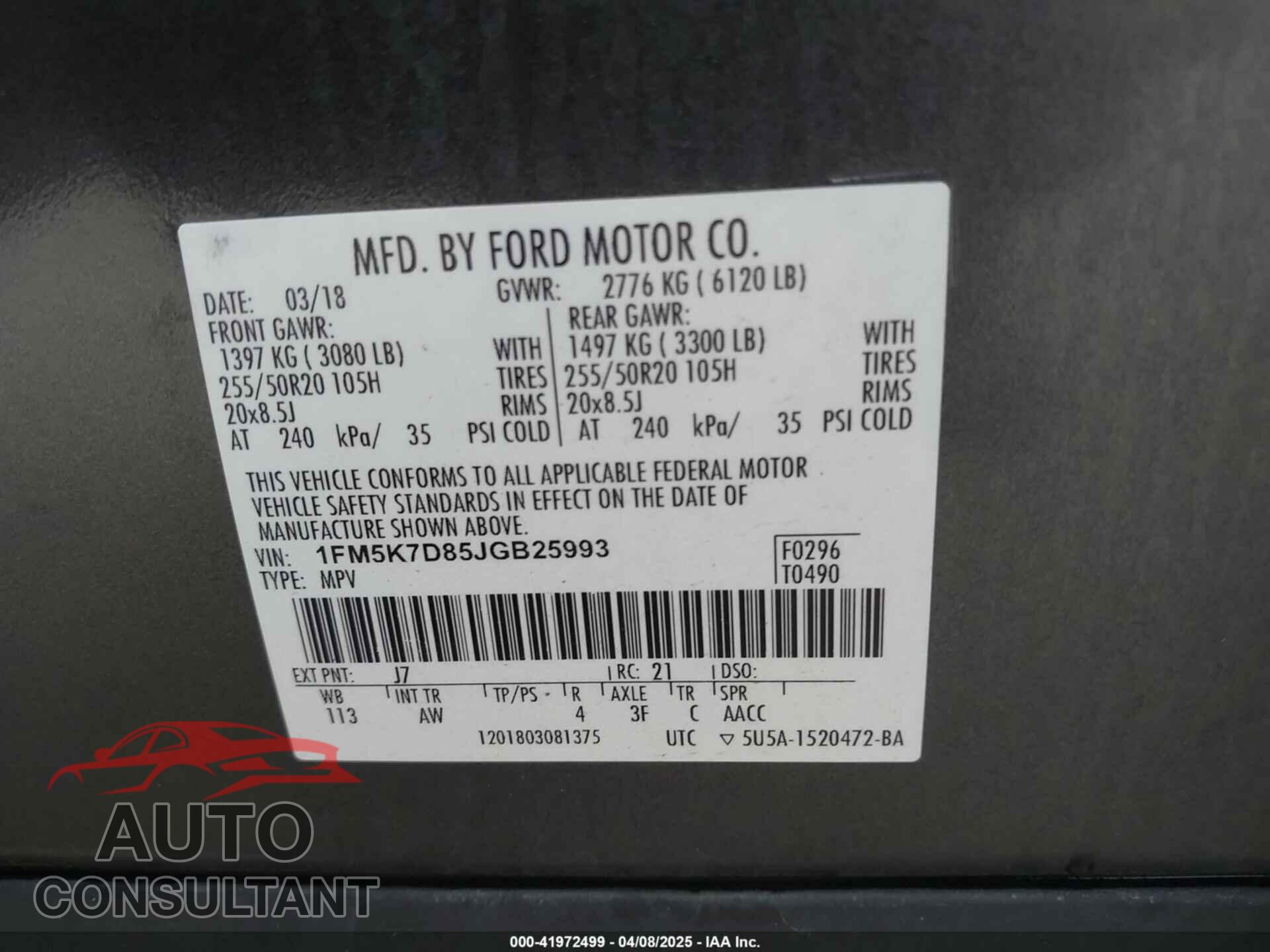 FORD EXPLORER 2018 - 1FM5K7D85JGB25993