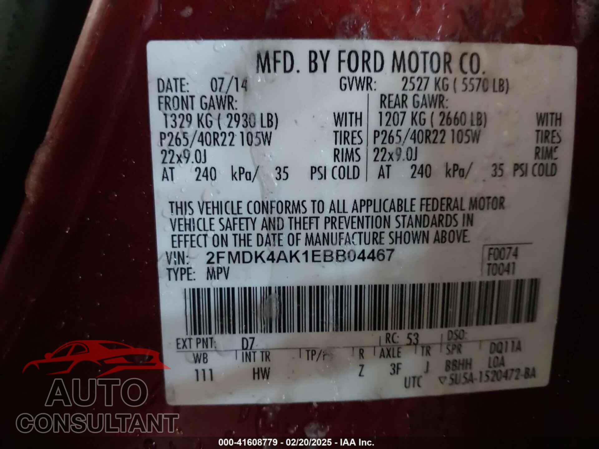 FORD EDGE 2014 - 2FMDK4AK1EBB04467