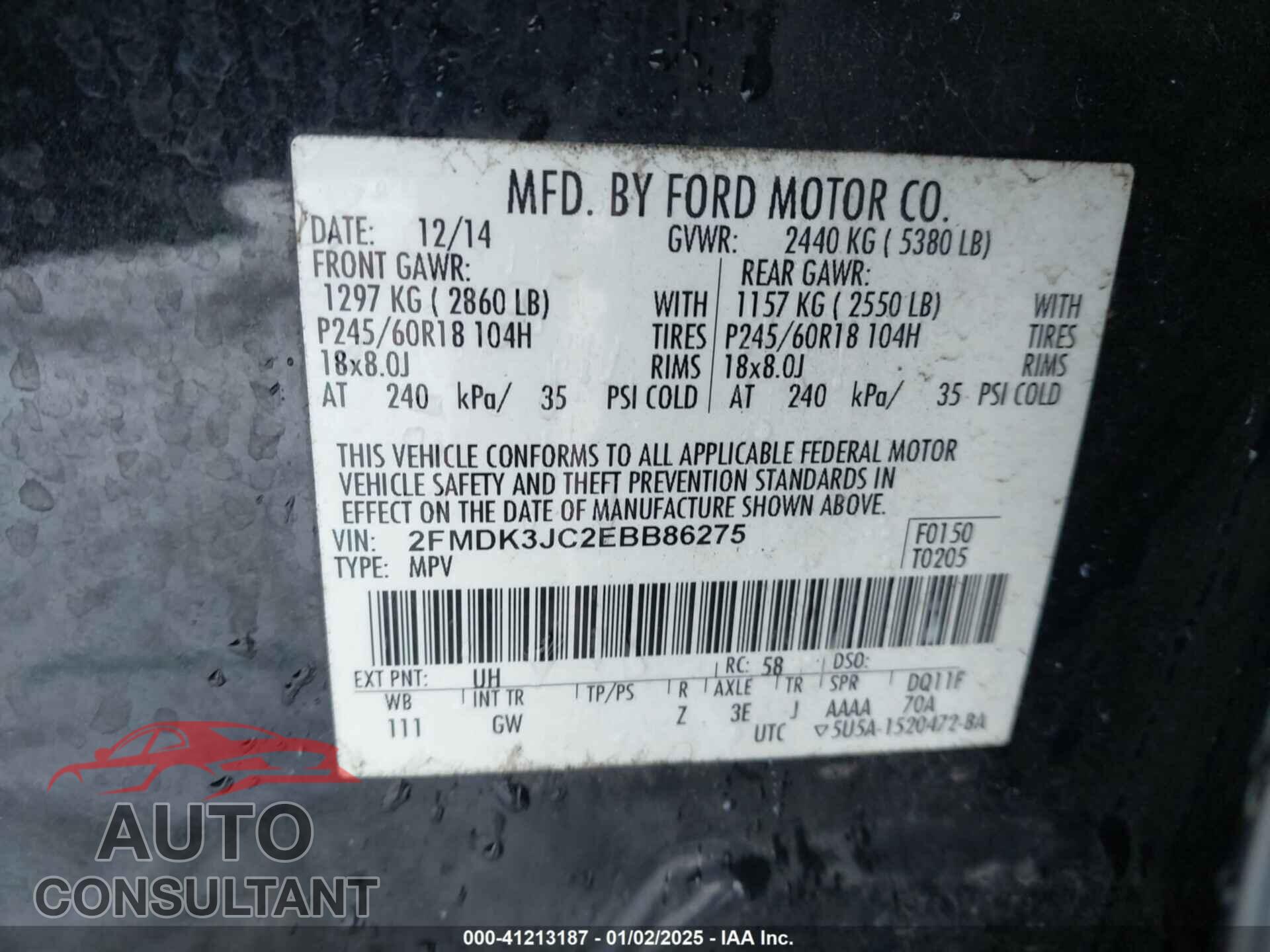 FORD EDGE 2014 - 2FMDK3JC2EBB86275