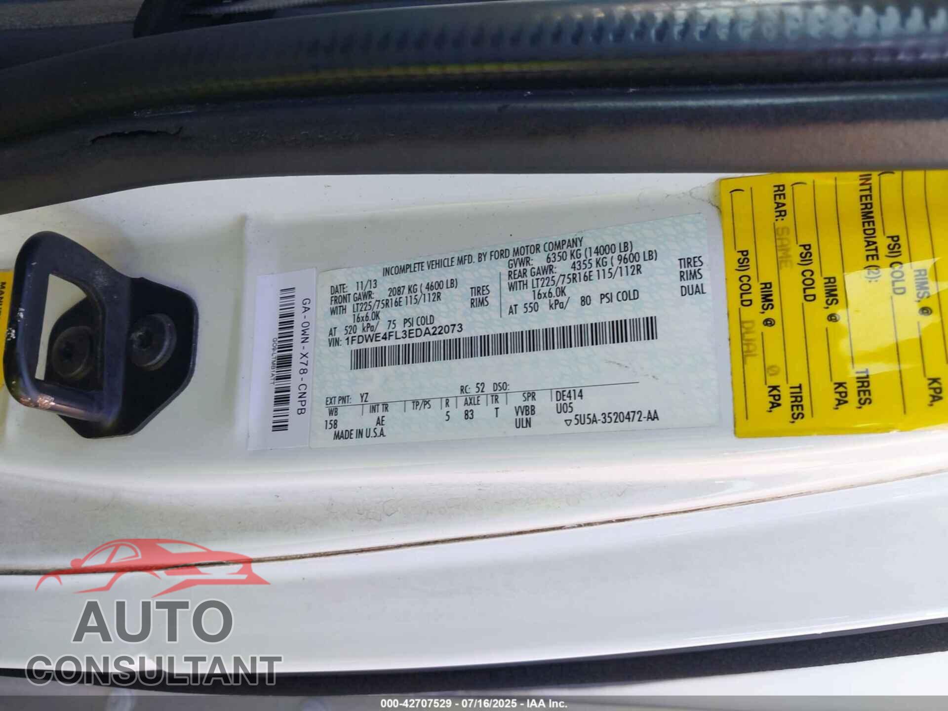 FORD ECONOLINE 2014 - 1FDWE4FL3EDA22073