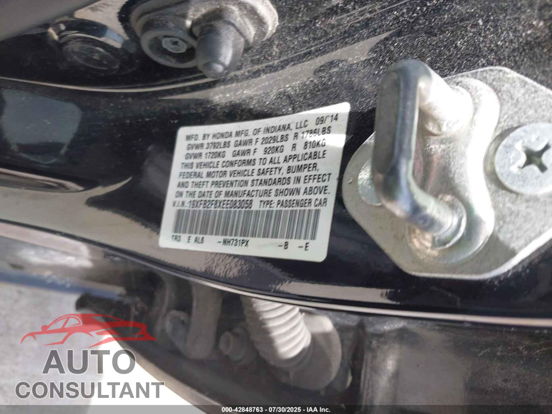 HONDA CIVIC 2014 - 19XFB2F8XEE083058