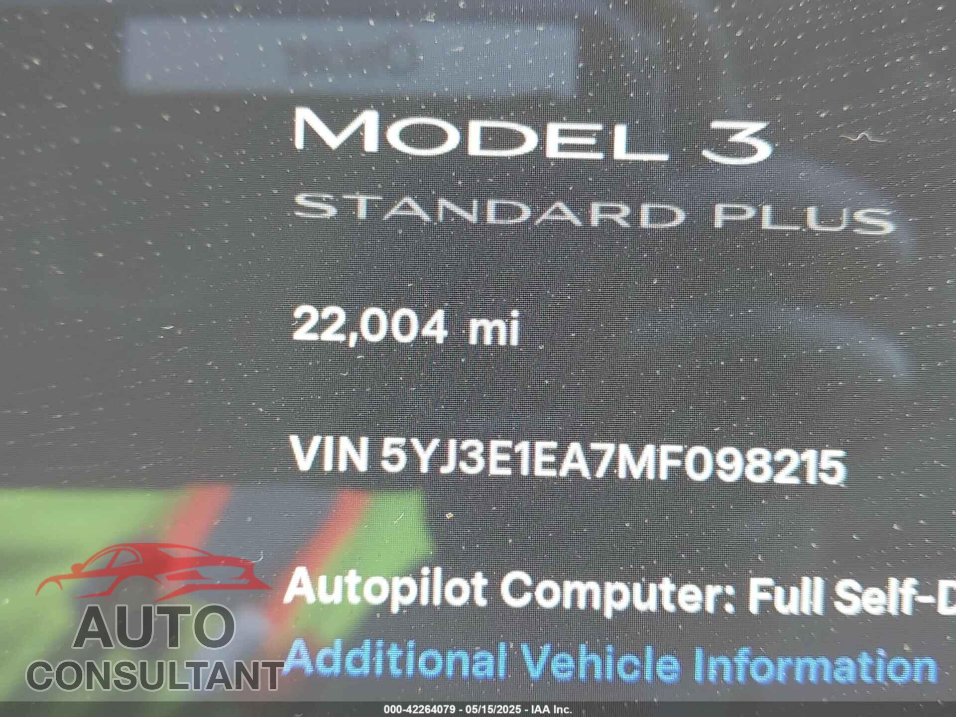 TESLA MODEL 3 2021 - 5YJ3E1EA7MF098215