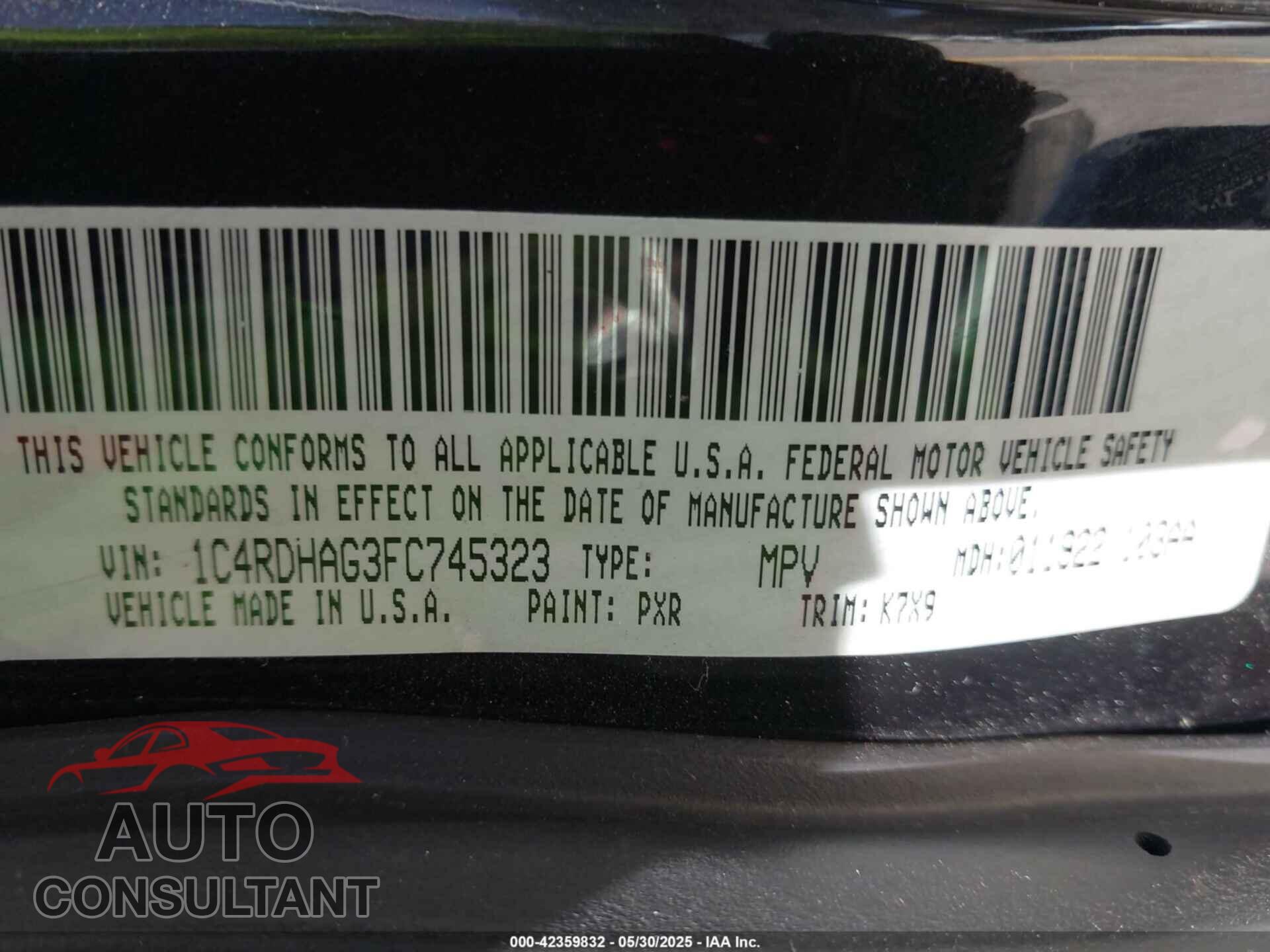DODGE DURANGO 2015 - 1C4RDHAG3FC745323