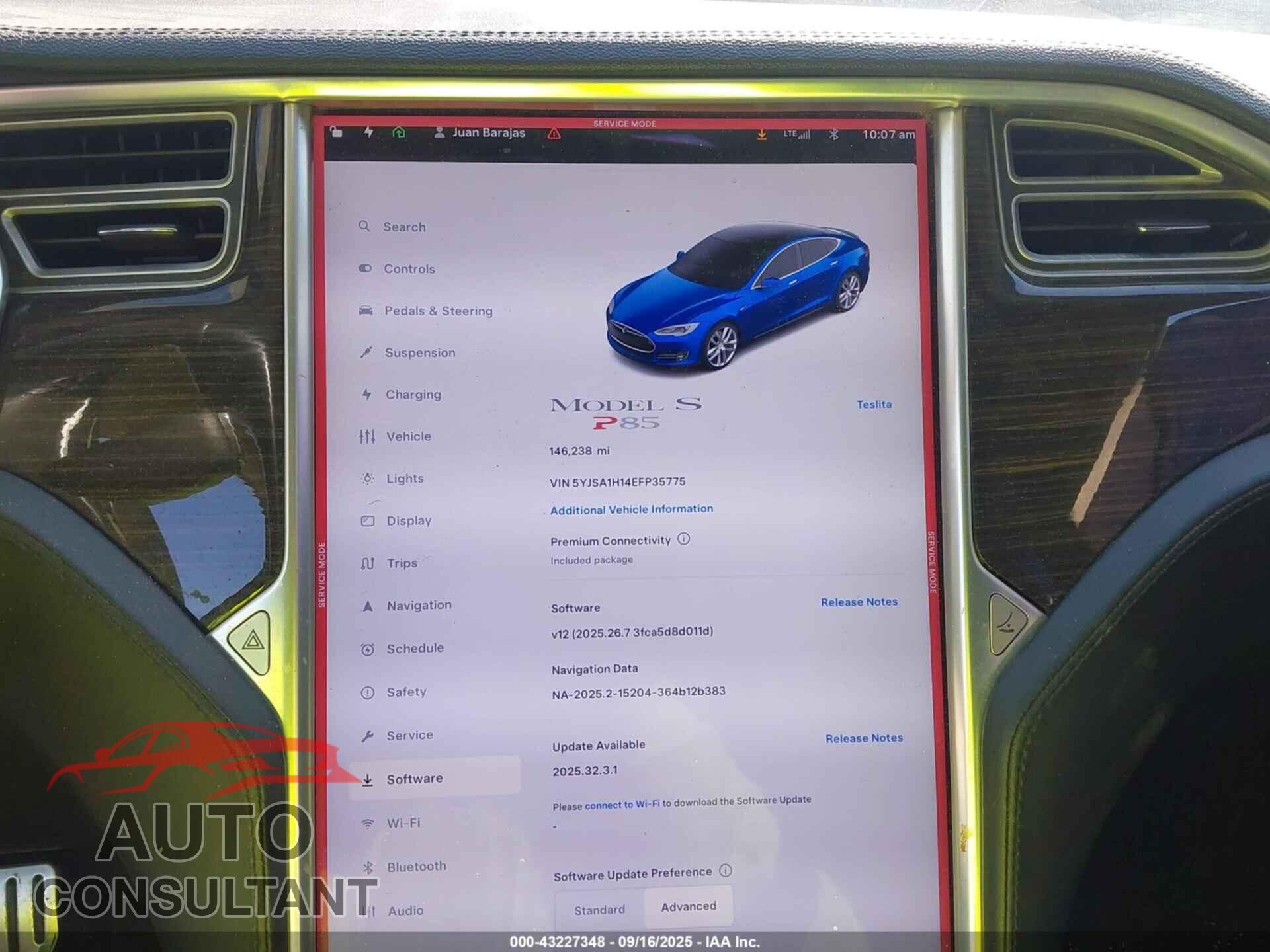 TESLA MODEL S 2014 - 5YJSA1H14EFP35775