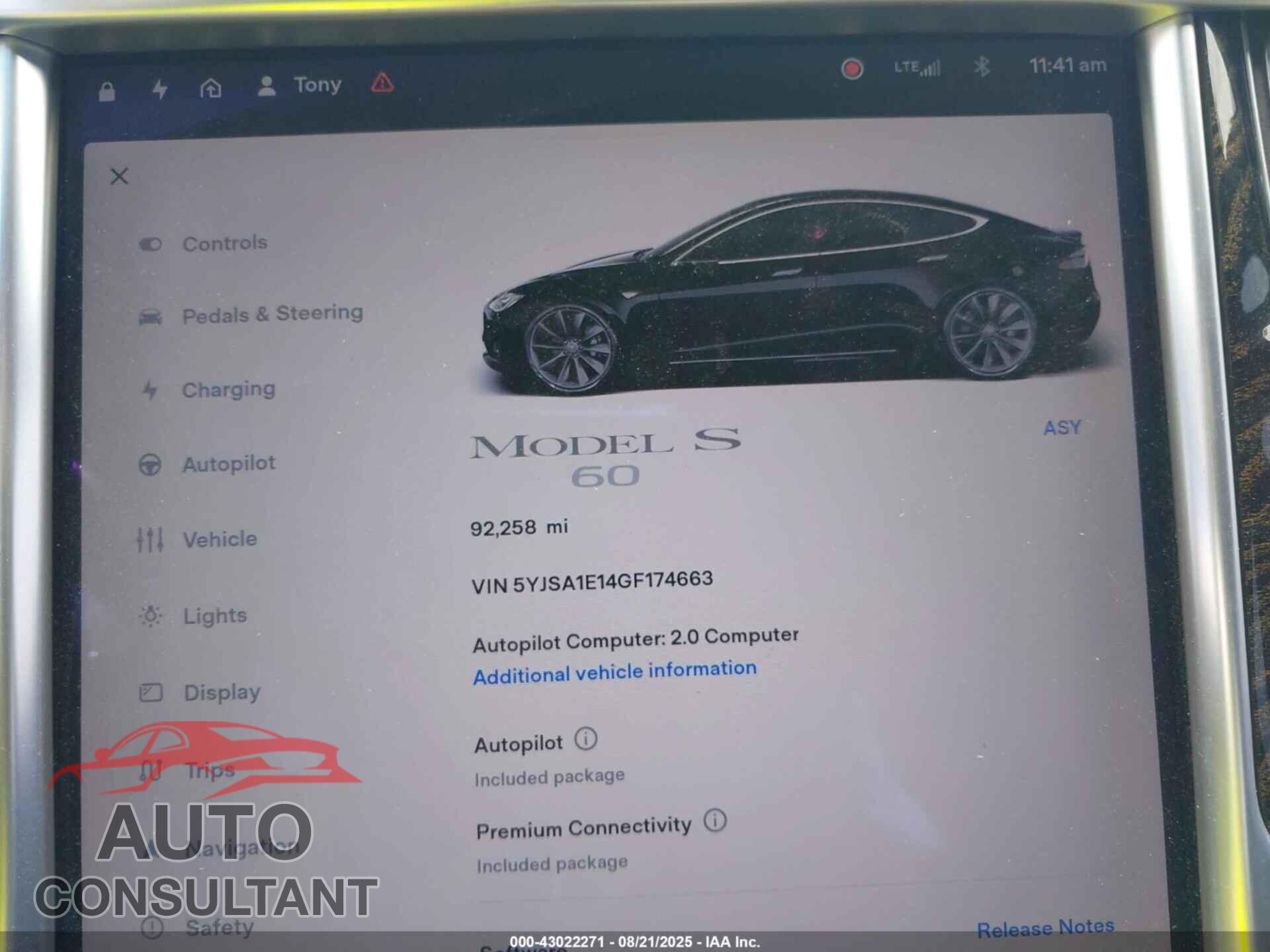 TESLA MODEL S 2016 - 5YJSA1E14GF174663