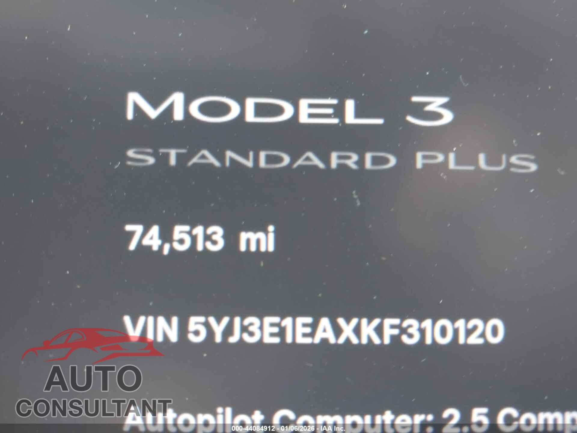 TESLA MODEL 3 2019 - 5YJ3E1EAXKF310120