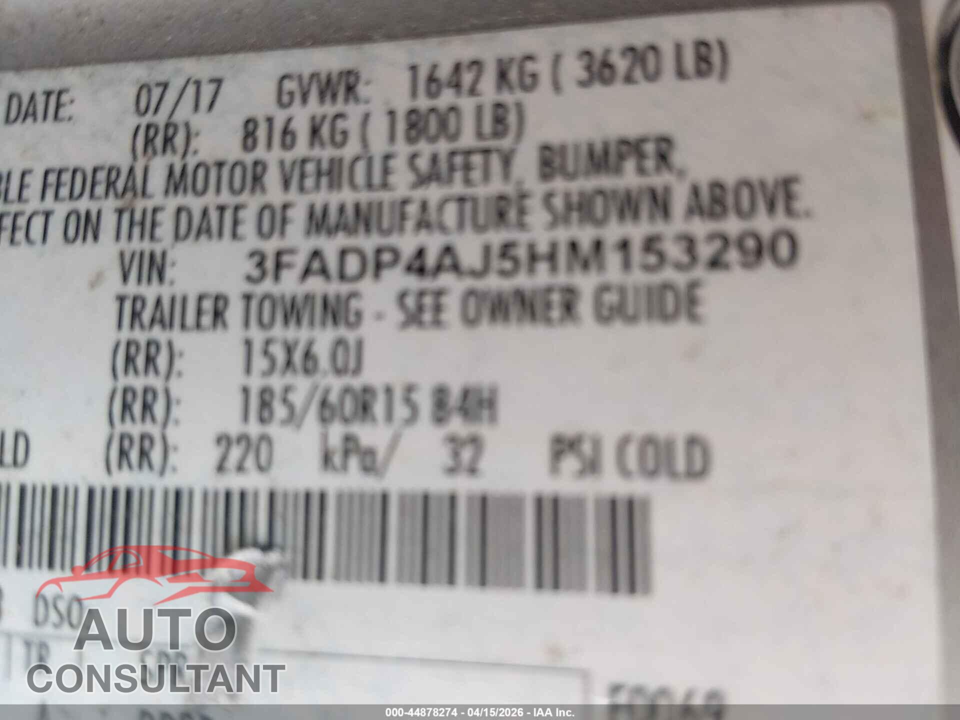 FORD FIESTA 2017 - 3FADP4AJ5HM153290