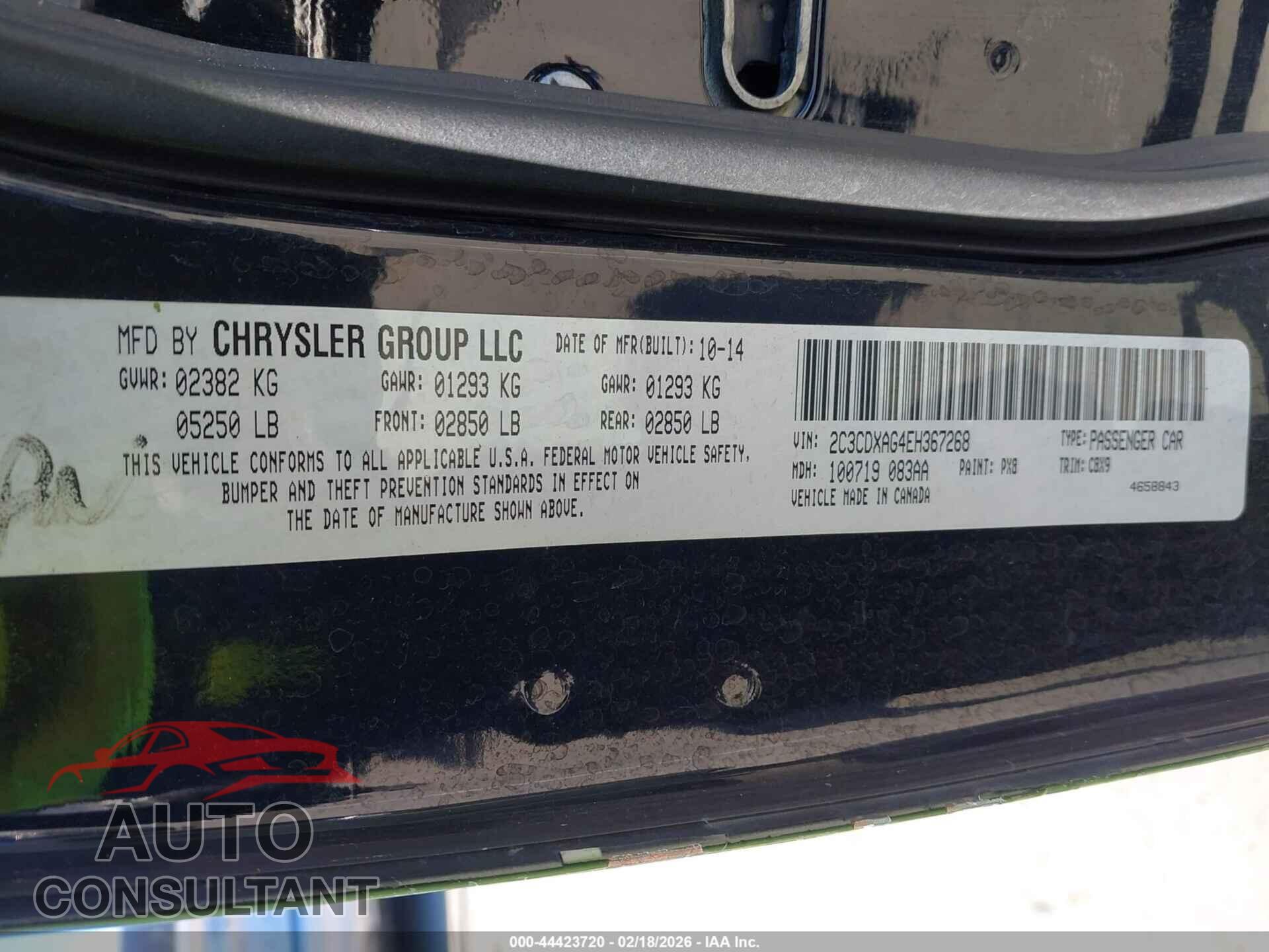 DODGE CHARGER 2014 - 2C3CDXAG4EH367268