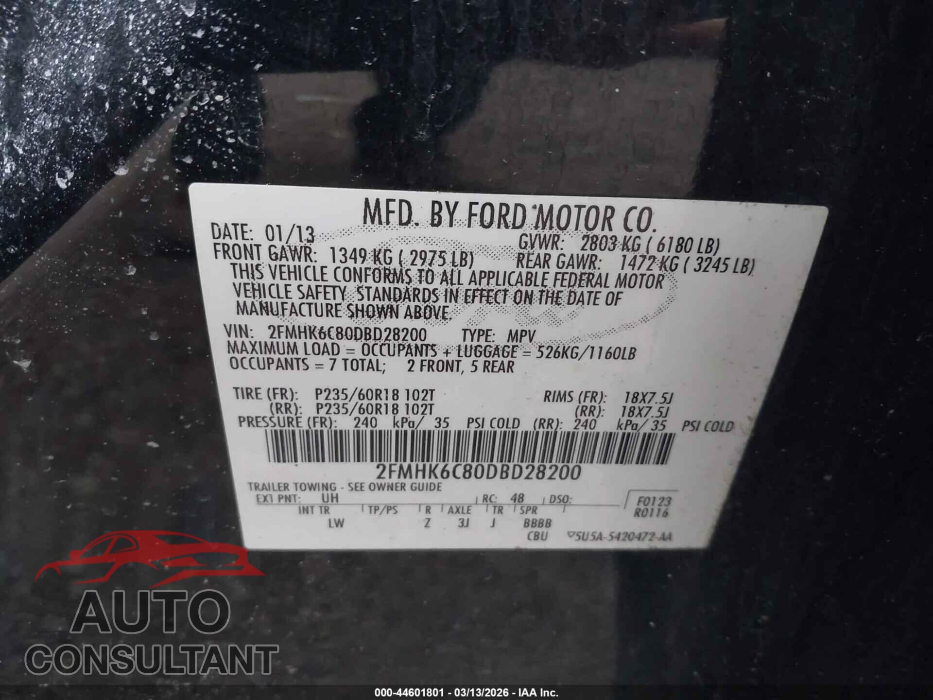 FORD FLEX 2013 - 2FMHK6C80DBD28200