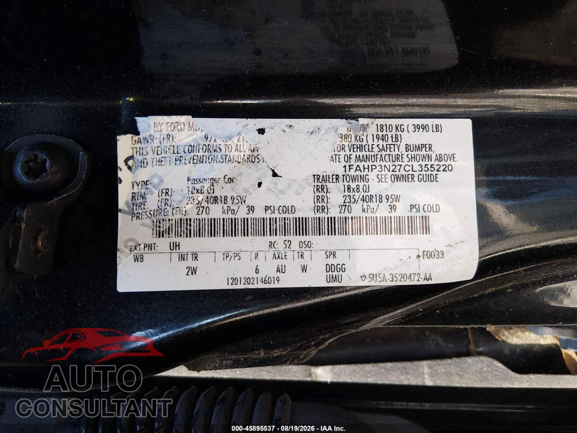 FORD FOCUS 2012 - 1FAHP3N27CL355220
