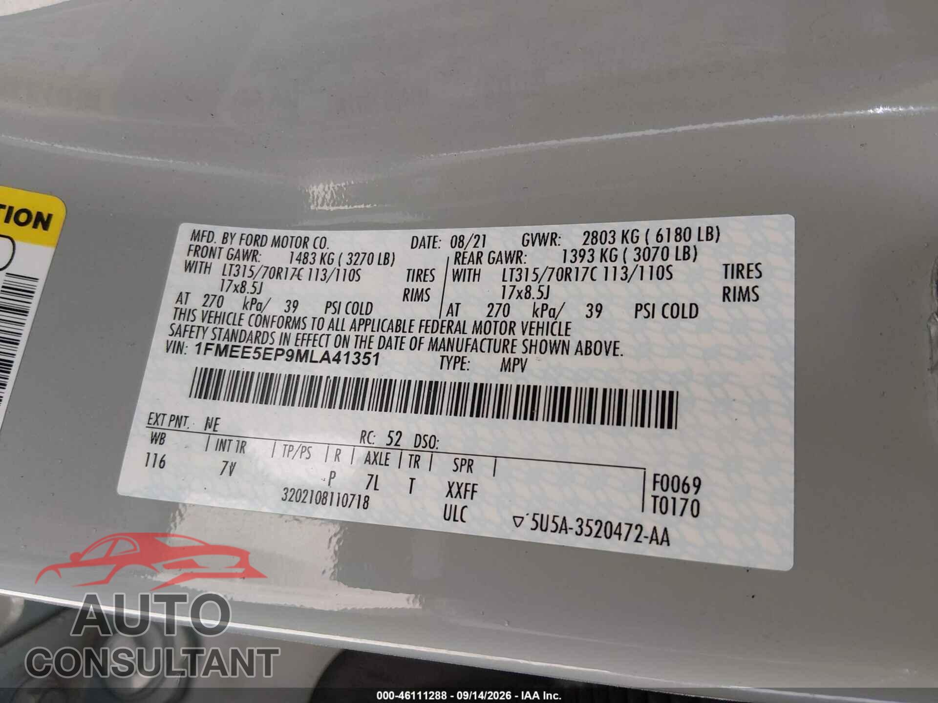 FORD BRONCO 2021 - 1FMEE5EP9MLA41351