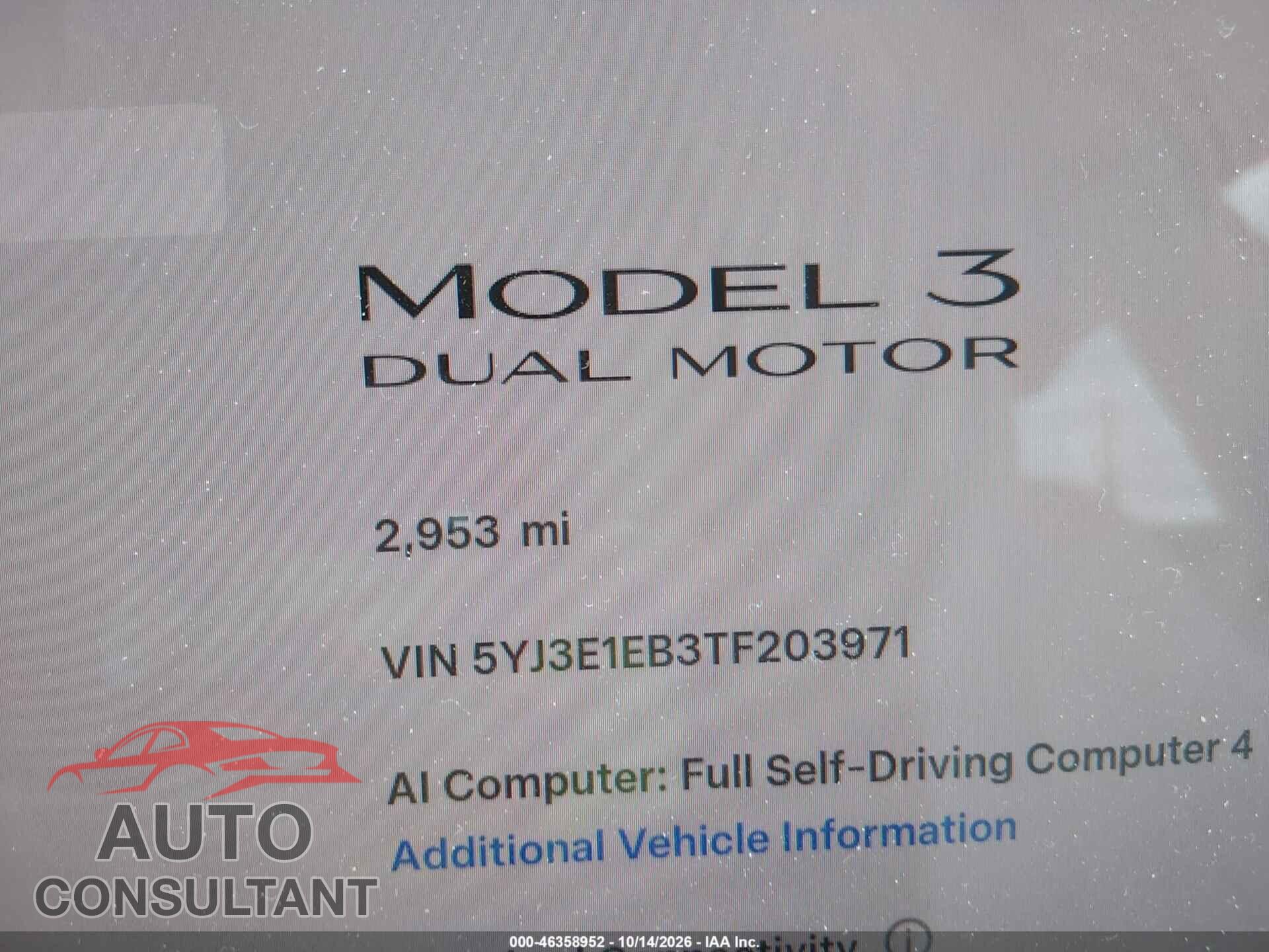 TESLA MODEL 3 2026 - 5YJ3E1EB3TF203971