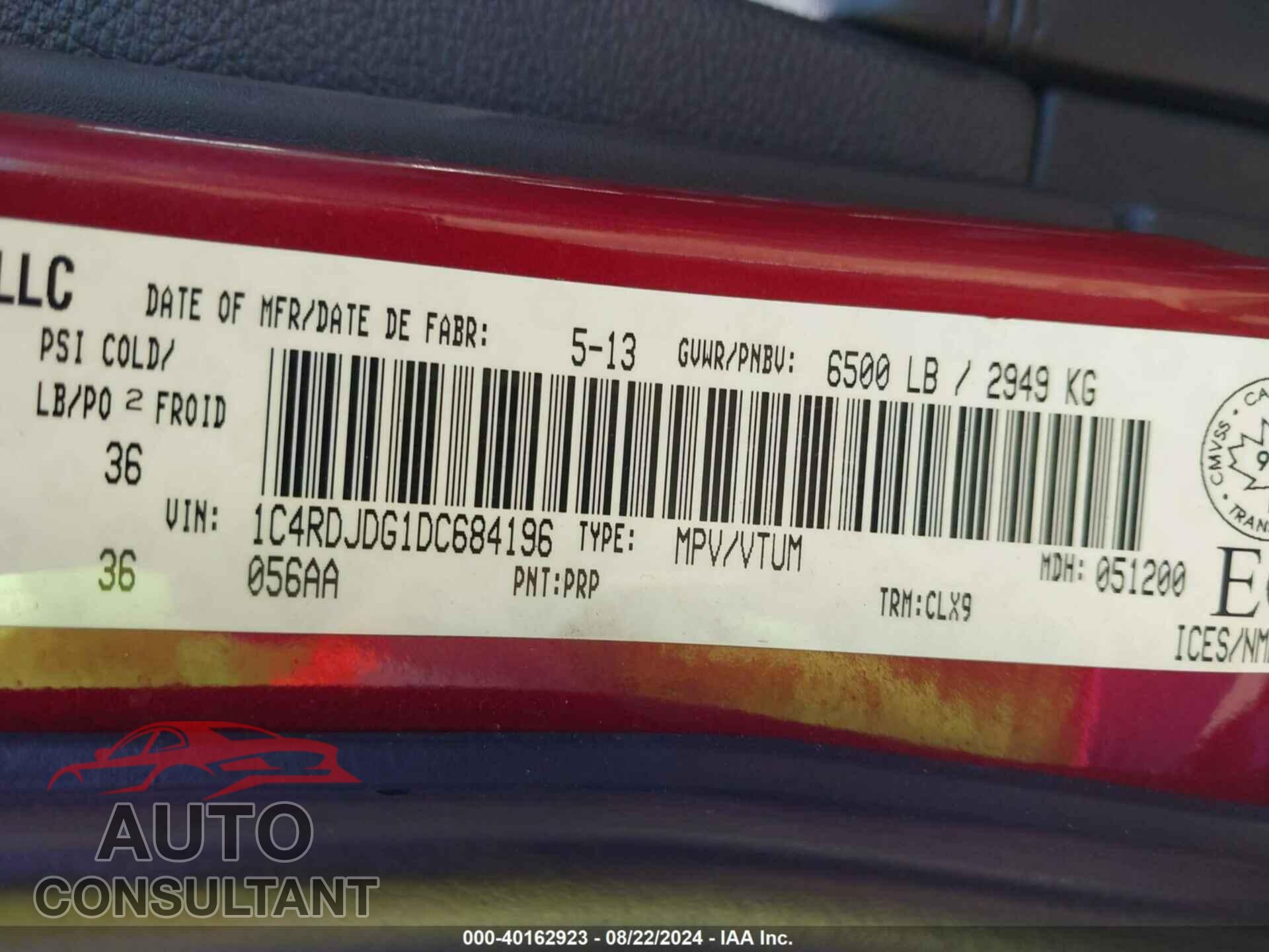 DODGE DURANGO 2013 - 1C4RDJDG1DC684196