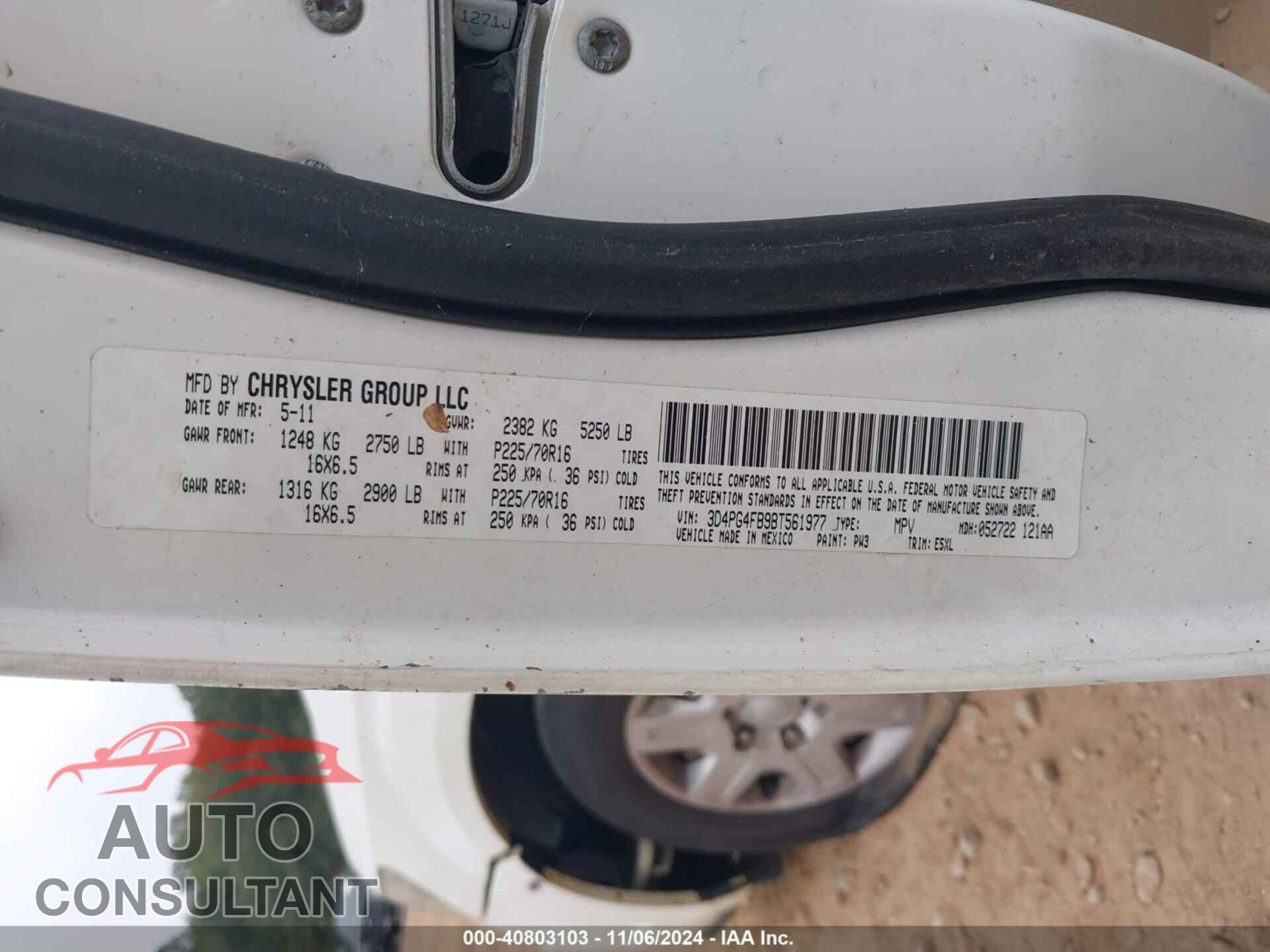 DODGE JOURNEY 2011 - 3D4PG4FB9BT561977