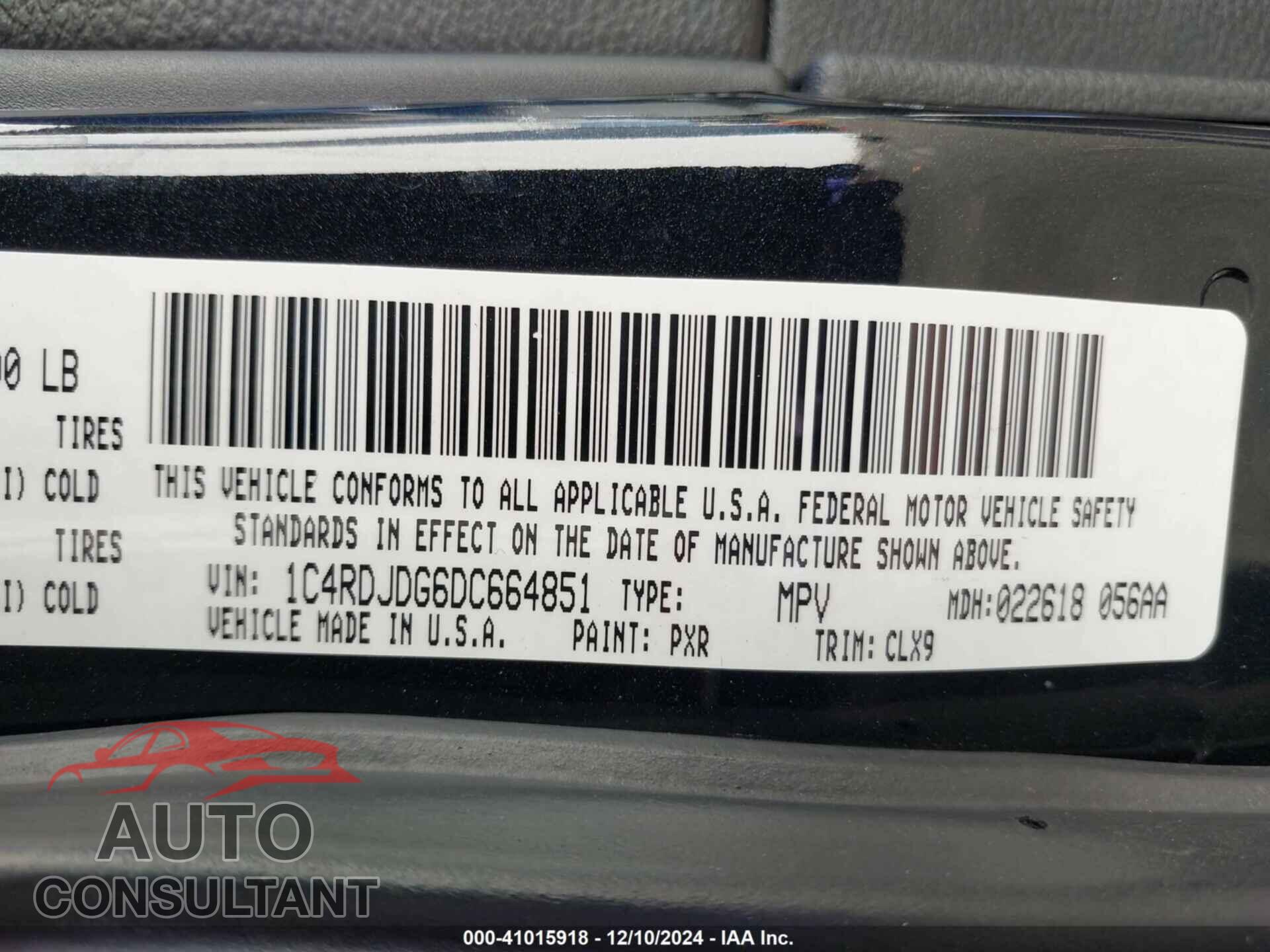 DODGE DURANGO 2013 - 1C4RDJDG6DC664851