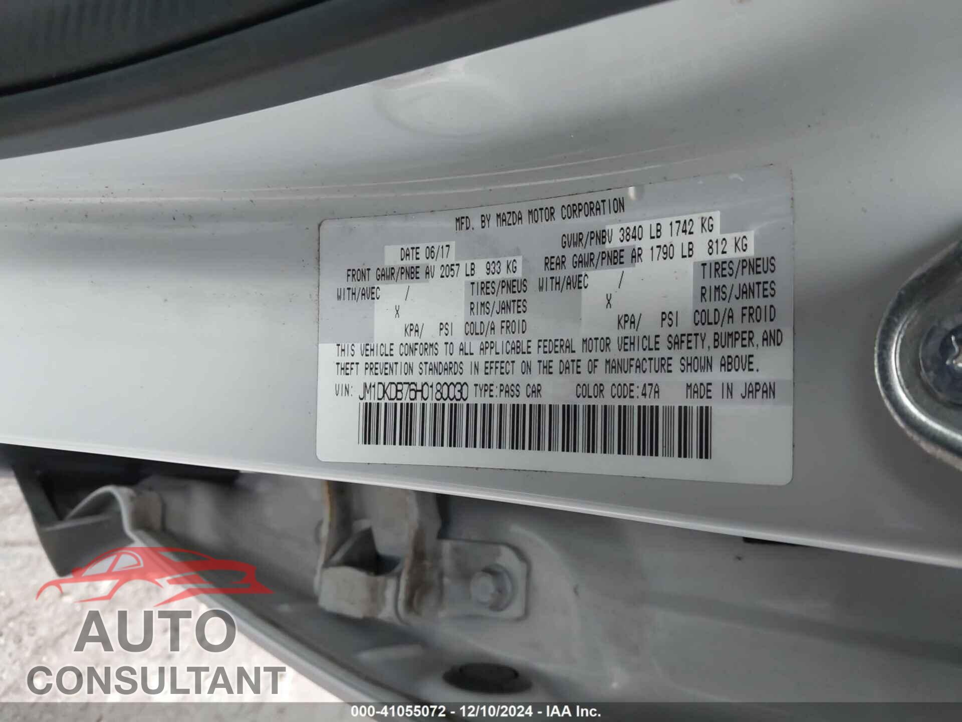 MAZDA CX-3 2017 - JM1DKDB76H0180030