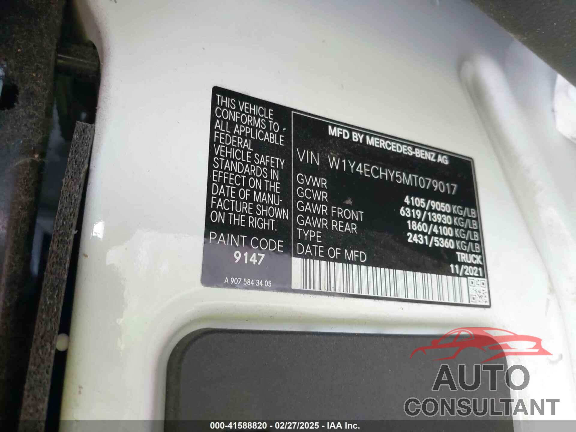 MERCEDES-BENZ SPRINTER 2021 - W1Y4ECHY5MT079017
