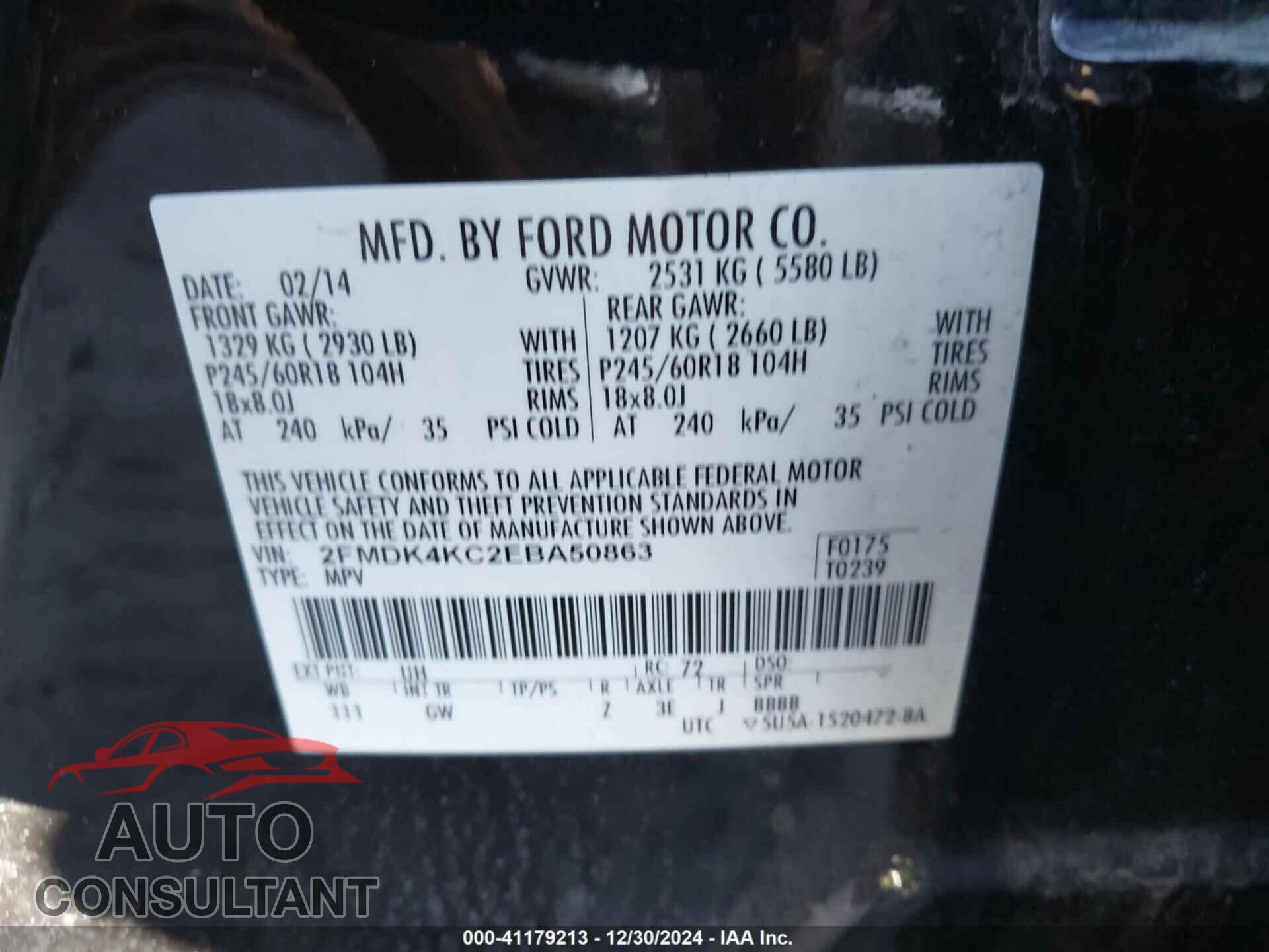 FORD EDGE 2014 - 2FMDK4KC2EBA50863