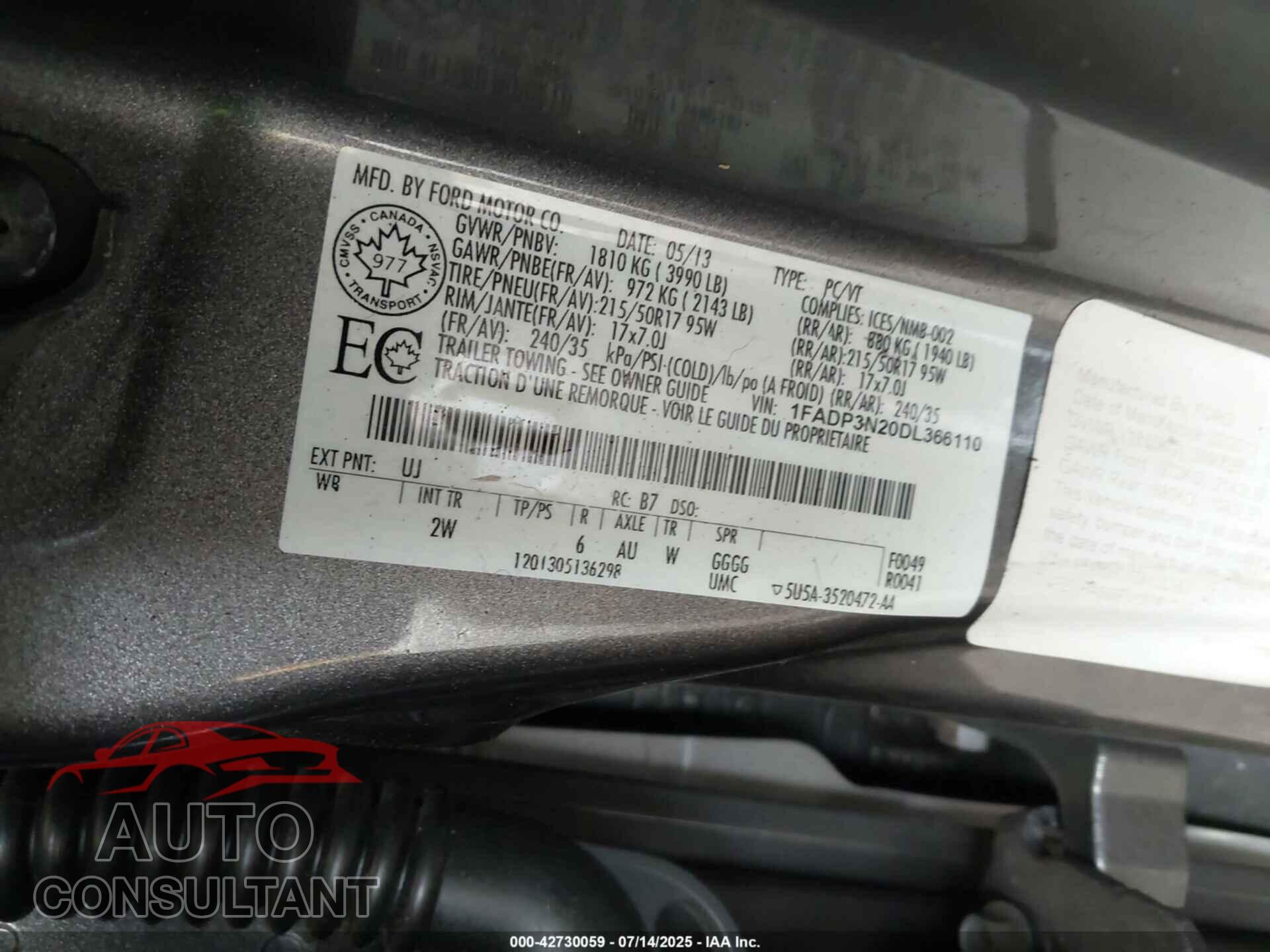 FORD FOCUS 2013 - 1FADP3N20DL366110