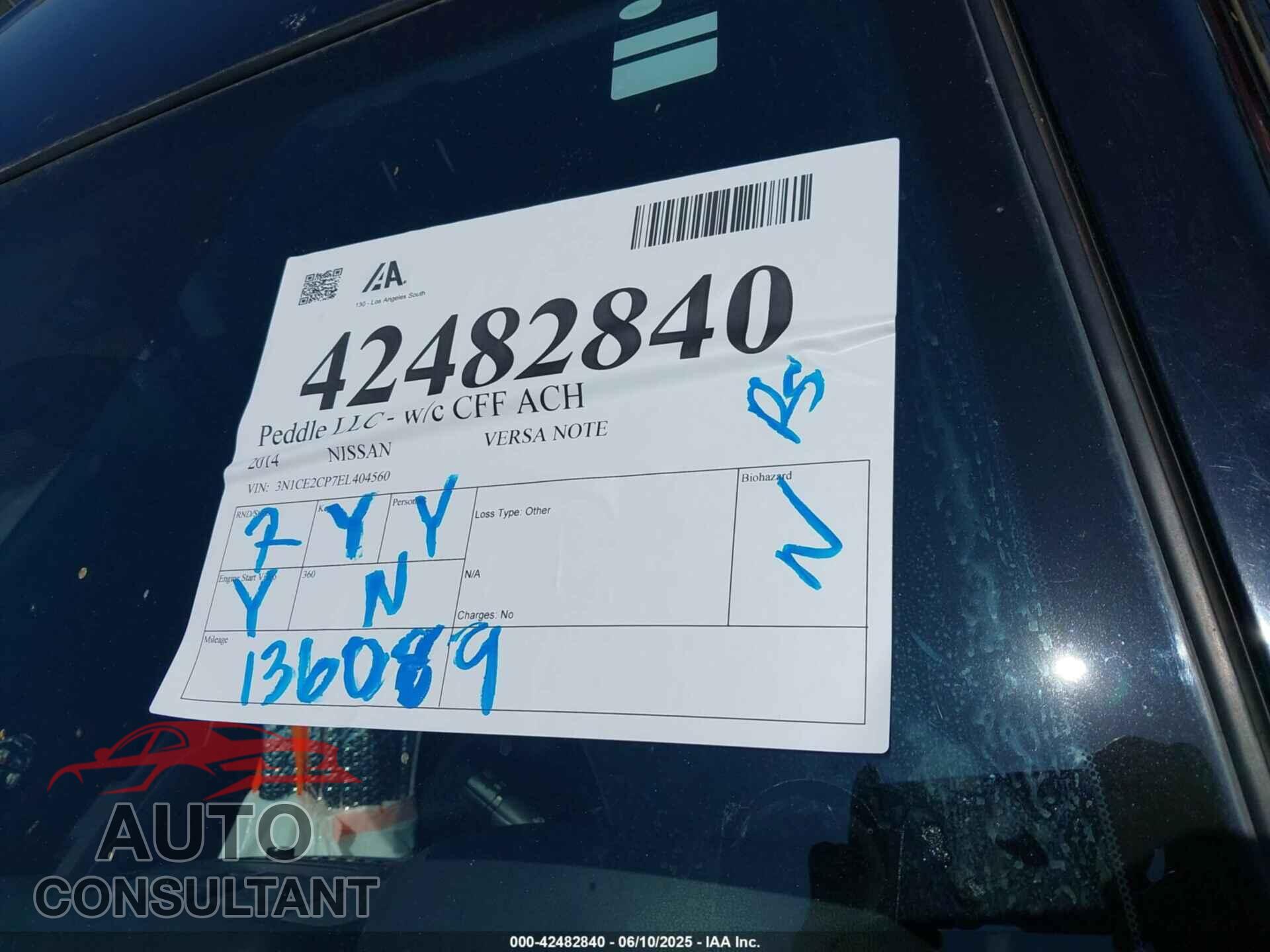 NISSAN VERSA NOTE 2014 - 3N1CE2CP7EL404560