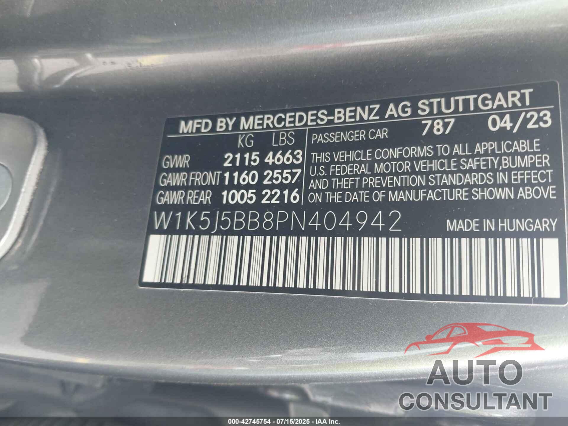 MERCEDES-BENZ AMG CLA 35 2023 - W1K5J5BB8PN404942