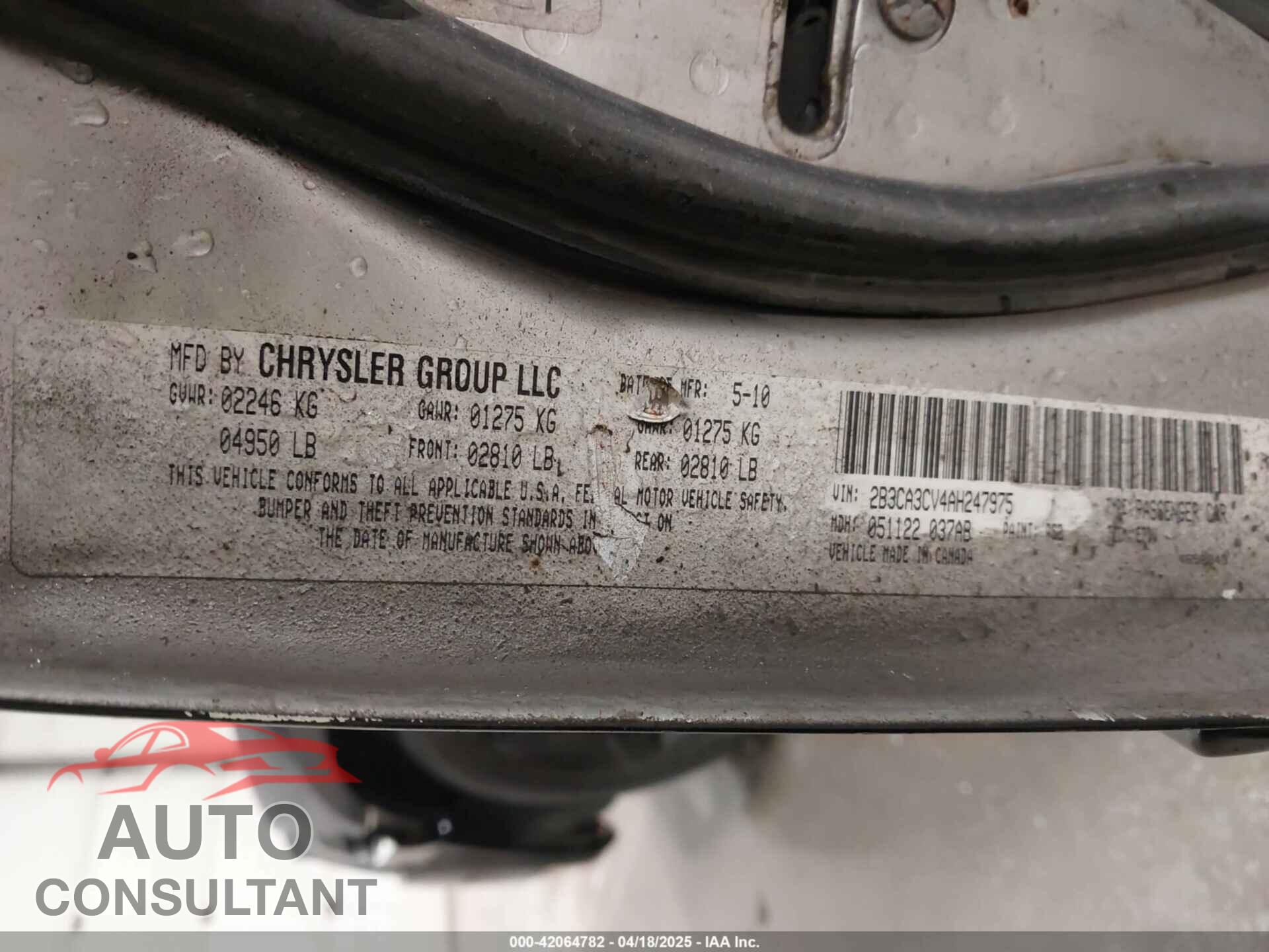 DODGE CHARGER 2010 - 2B3CA3CV4AH247975