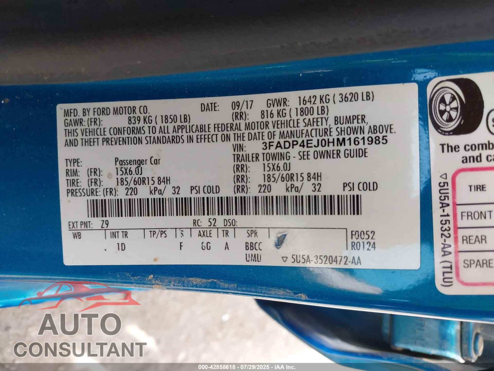 FORD FIESTA 2017 - 3FADP4EJ0HM161985
