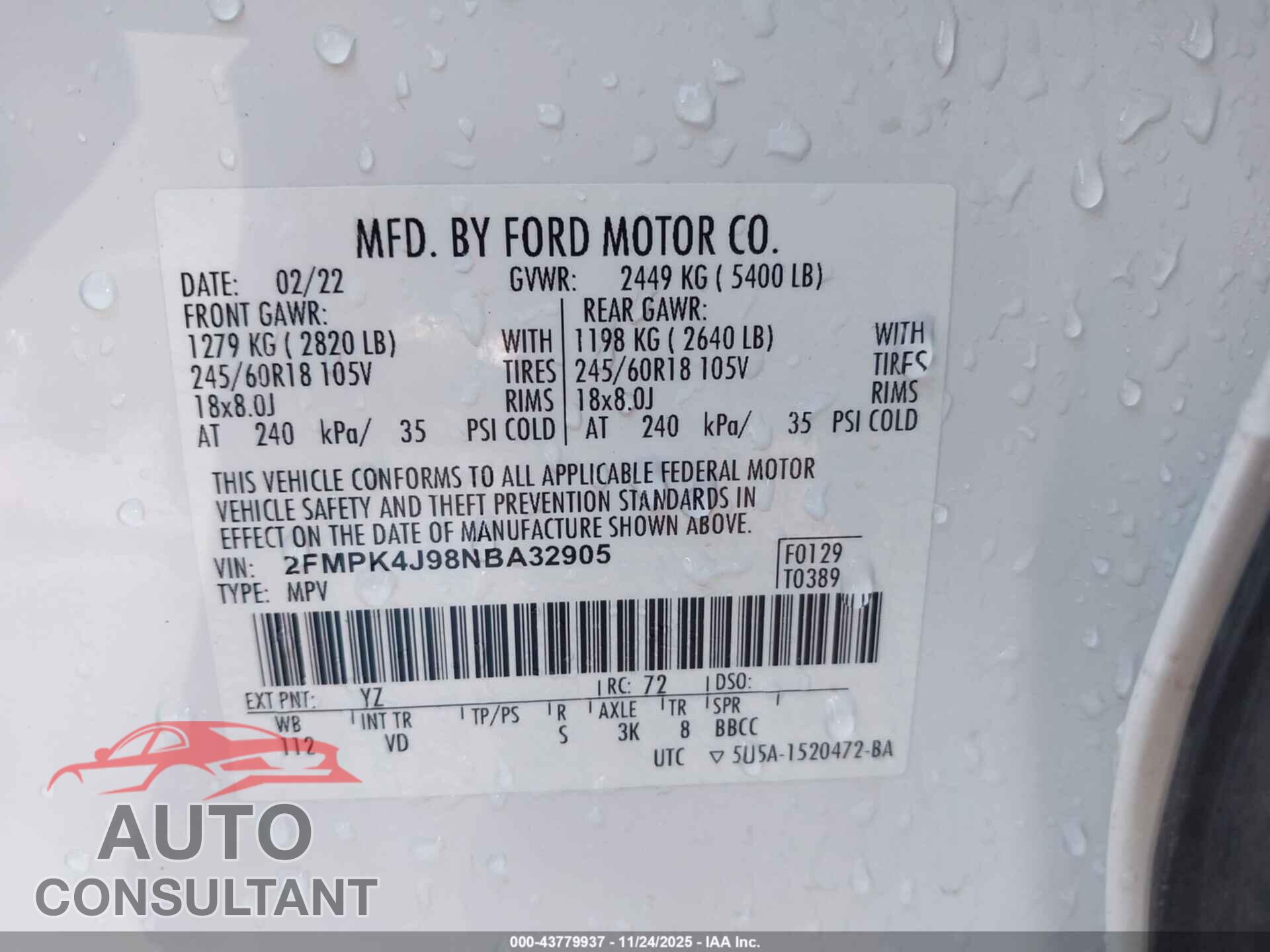 FORD EDGE 2022 - 2FMPK4J98NBA32905
