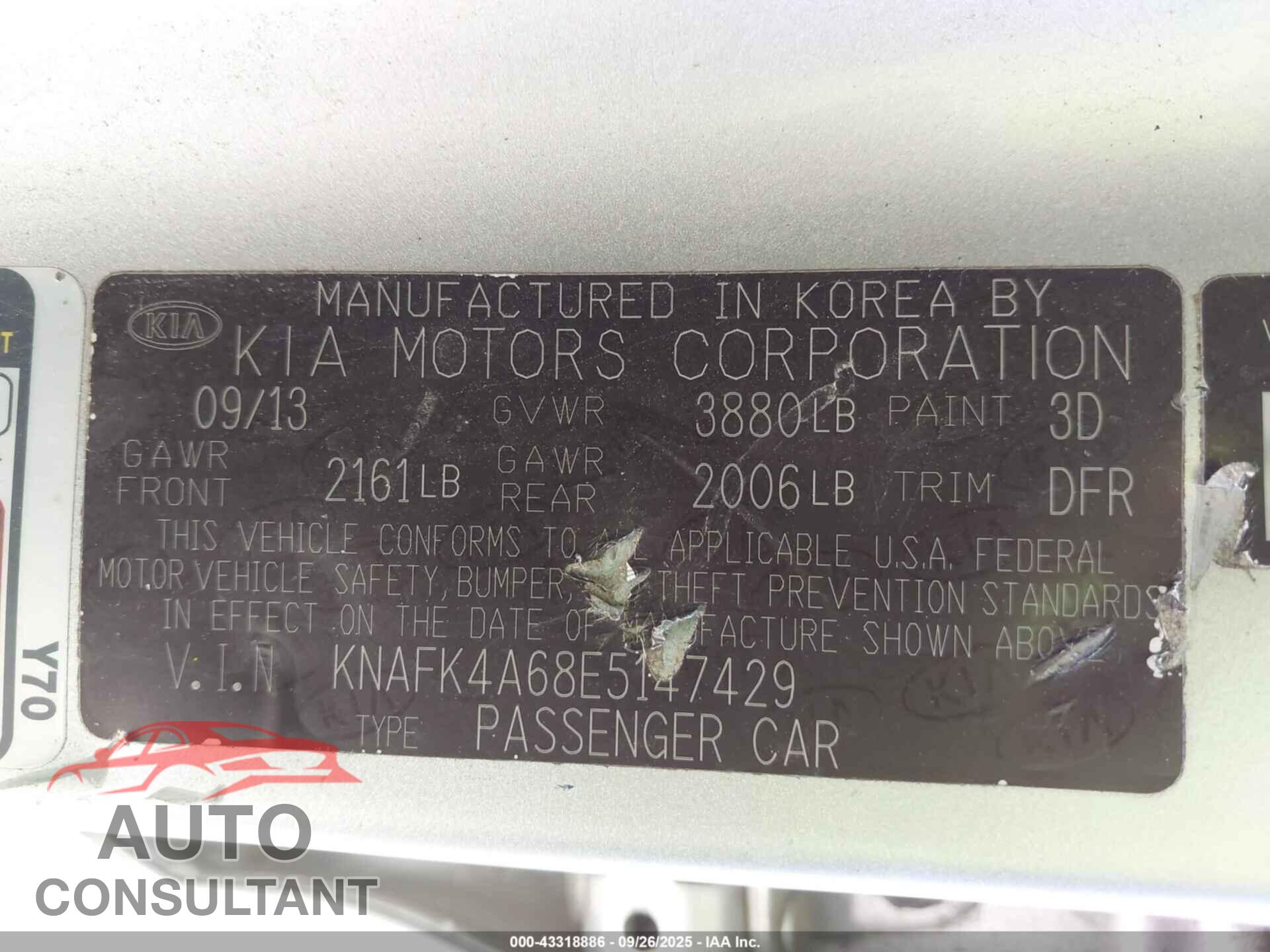 KIA FORTE 2014 - KNAFK4A68E5147429