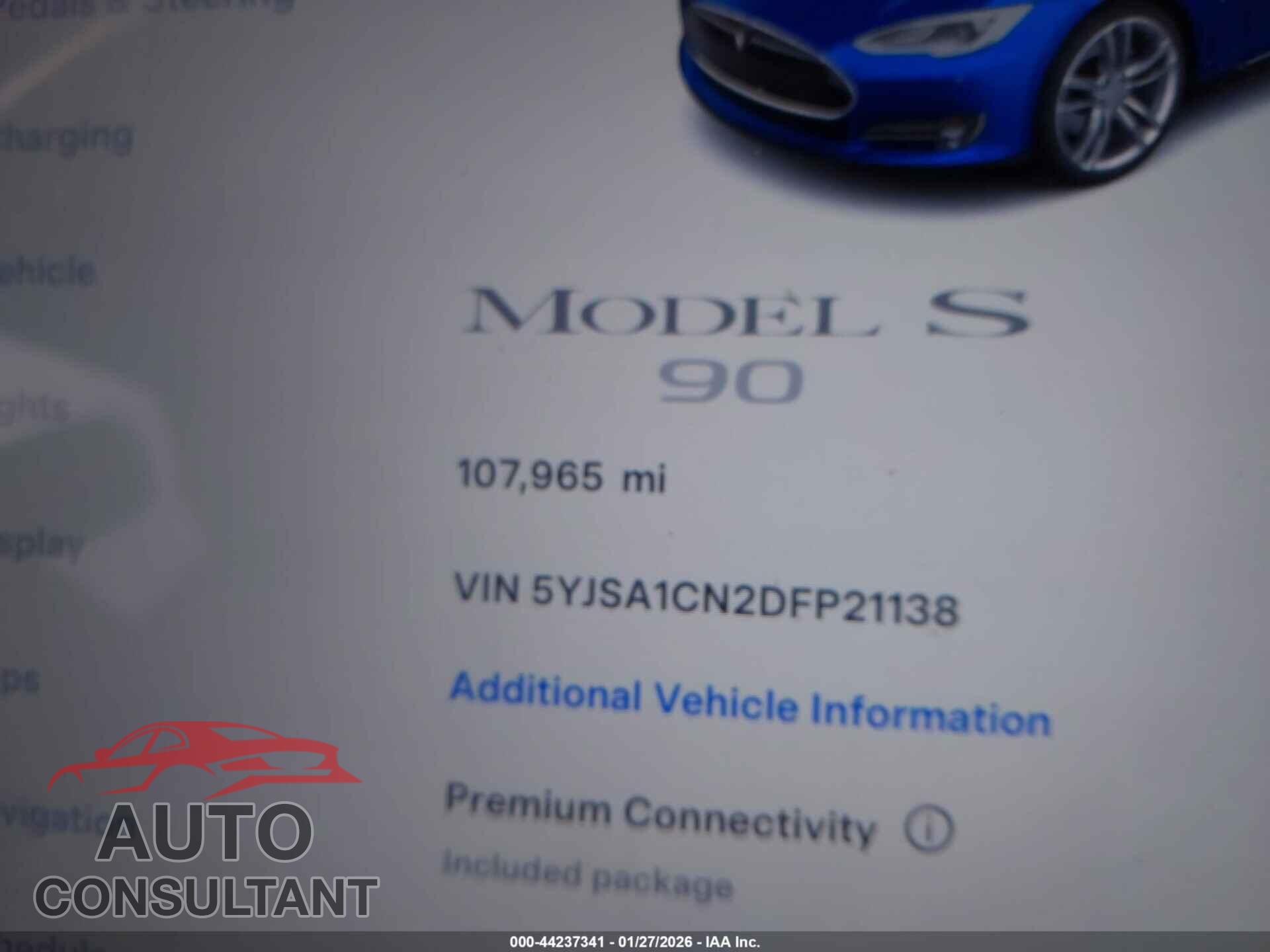 TESLA MODEL S 2013 - 5YJSA1CN2DFP21138