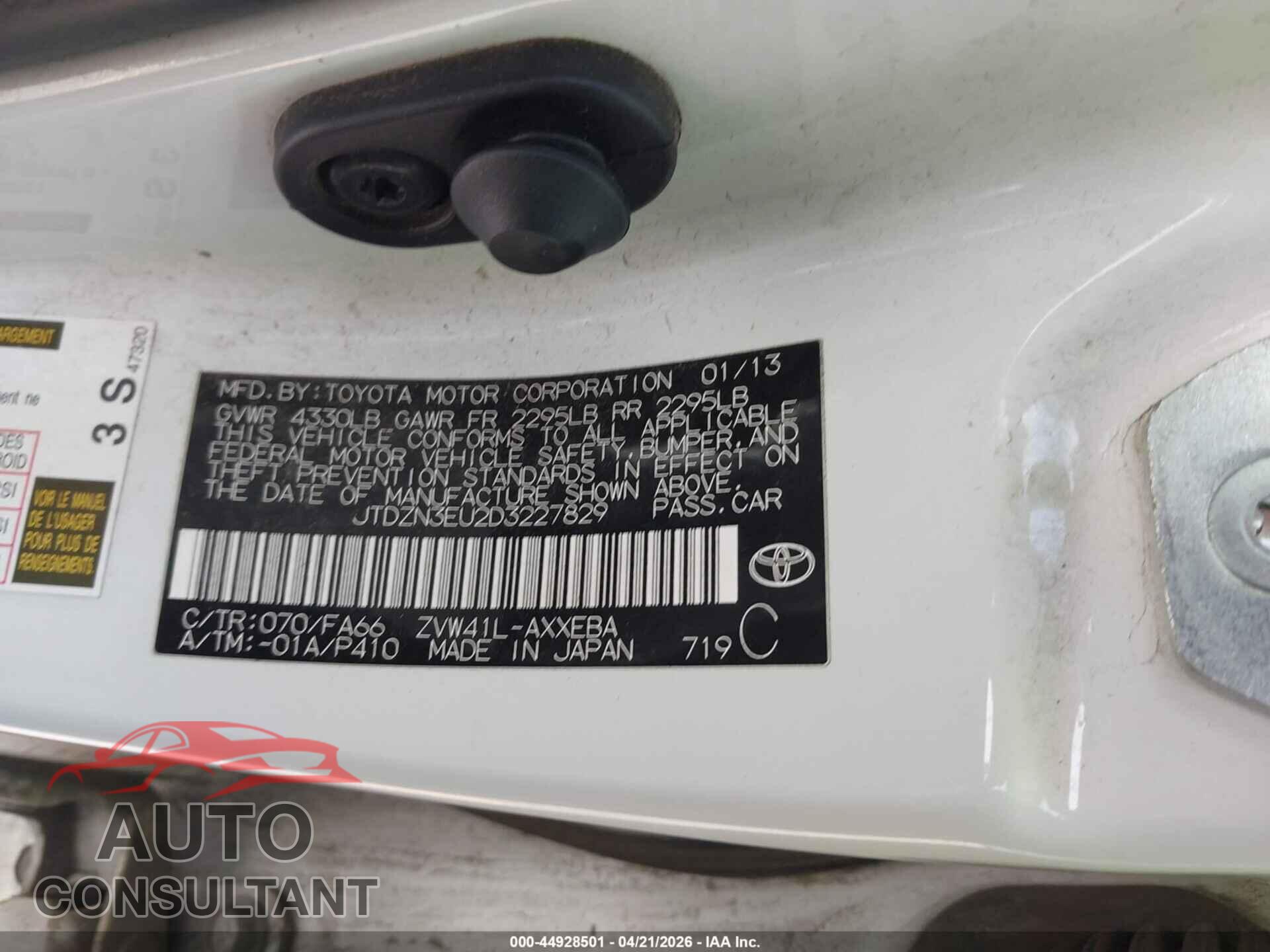 TOYOTA PRIUS V 2013 - JTDZN3EU2D3227829