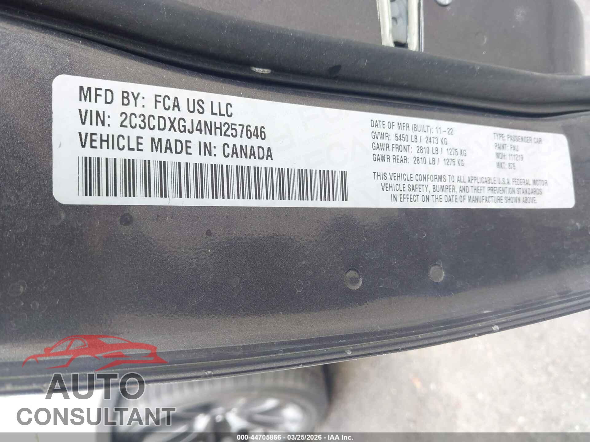 DODGE CHARGER 2022 - 2C3CDXGJ4NH257646