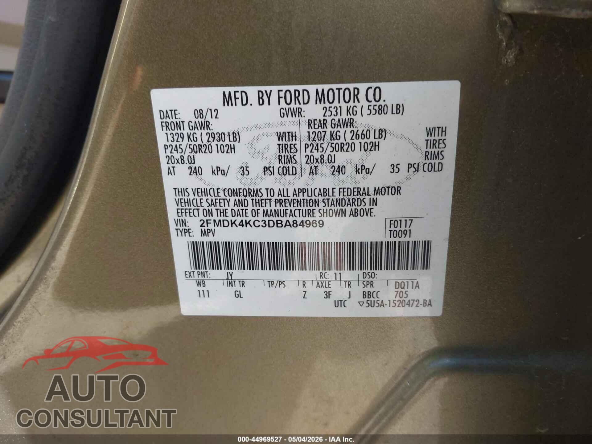 FORD EDGE 2013 - 2FMDK4KC3DBA84969