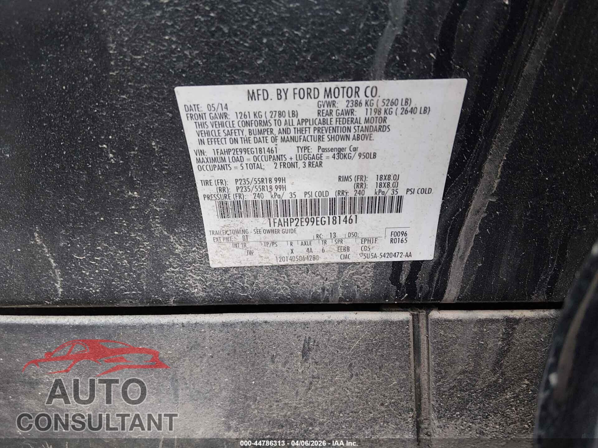 FORD TAURUS 2014 - 1FAHP2E99EG181461