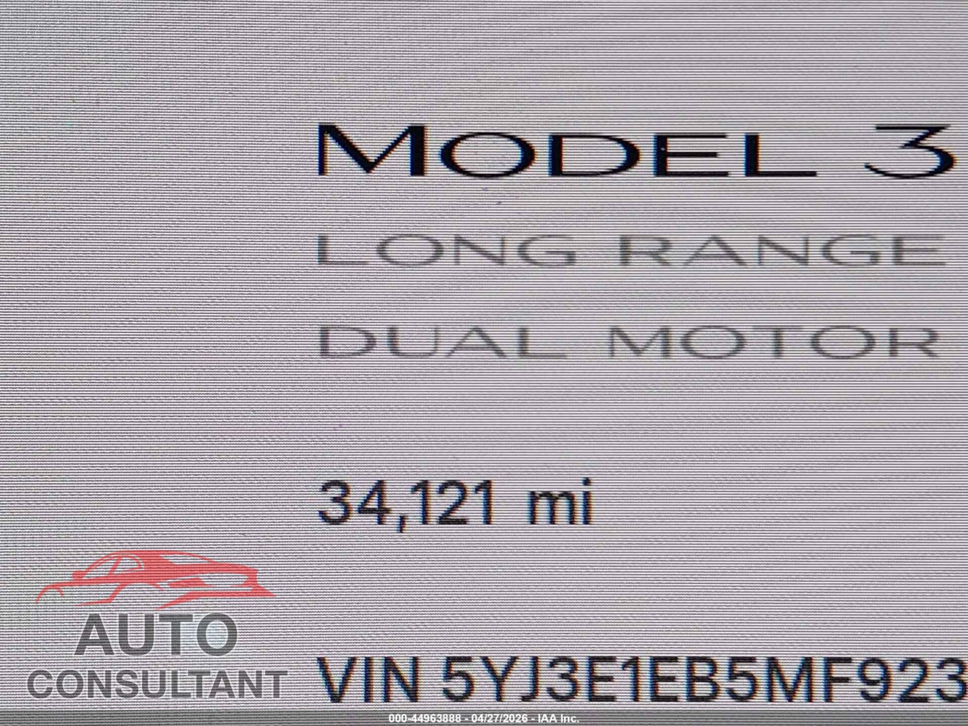 TESLA MODEL 3 2021 - 5YJ3E1EB5MF923743