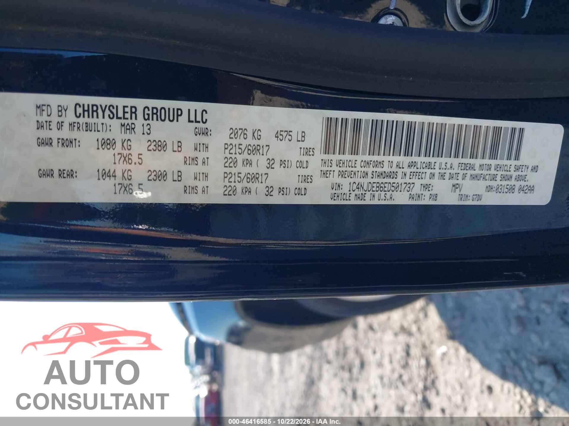 JEEP COMPASS 2014 - 1C4NJDEB6ED501737