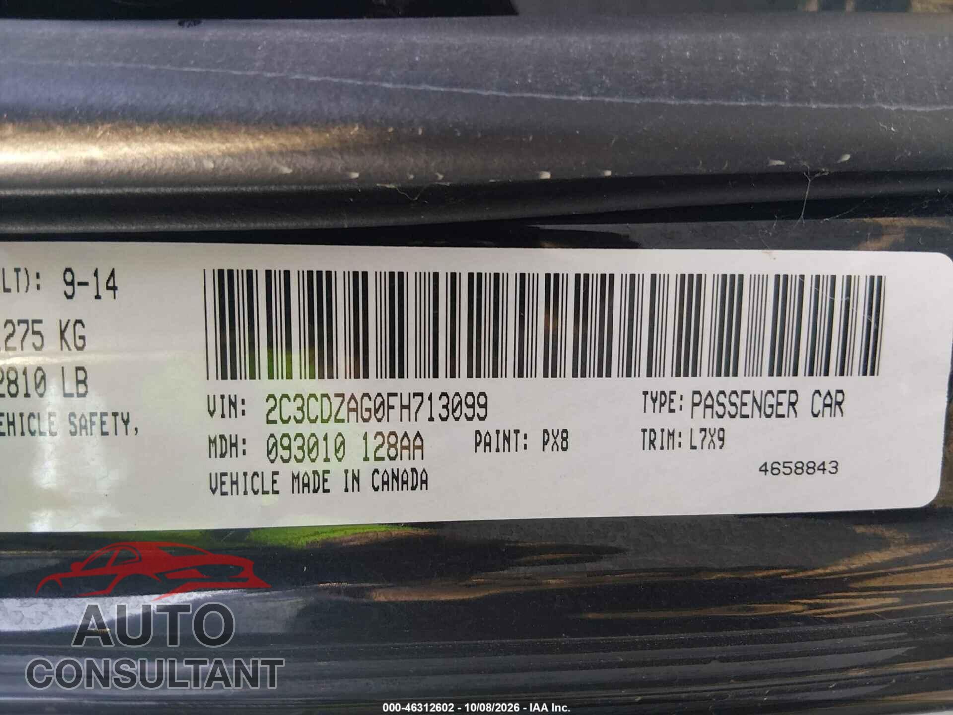 DODGE CHALLENGER 2015 - 2C3CDZAG0FH713099