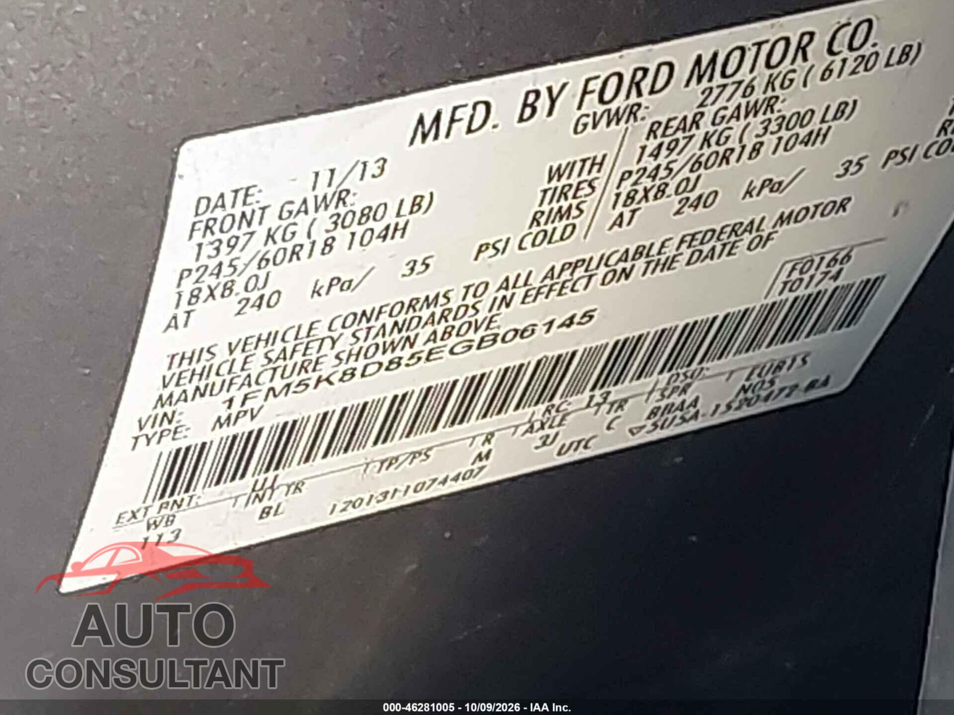 FORD EXPLORER 2014 - 1FM5K8D85EGB06145