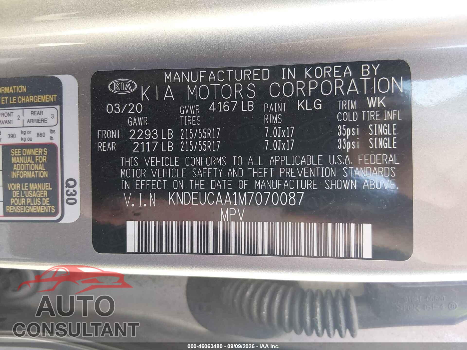KIA SELTOS 2021 - KNDEUCAA1M7070087