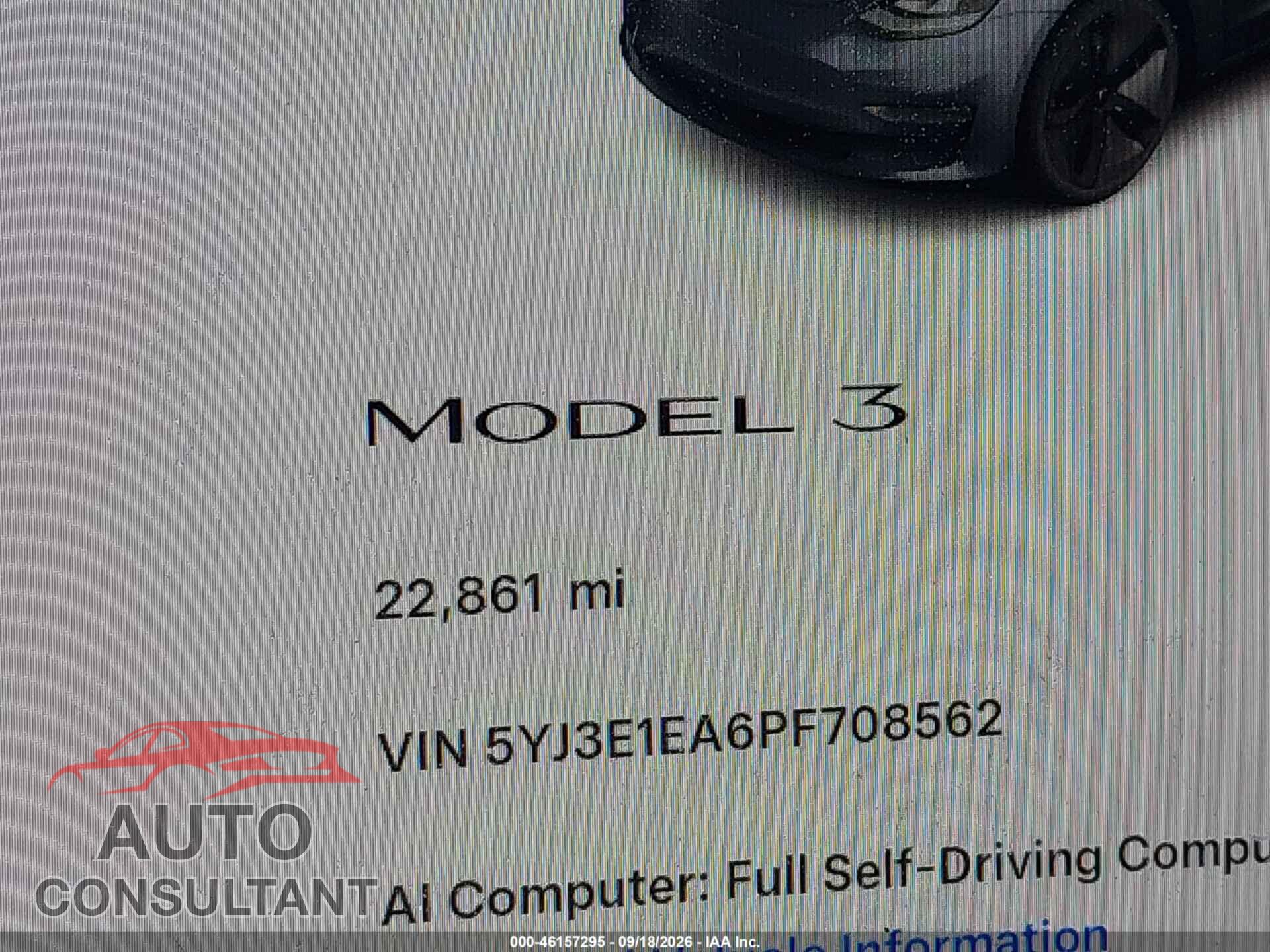 TESLA MODEL 3 2023 - 5YJ3E1EA6PF708562