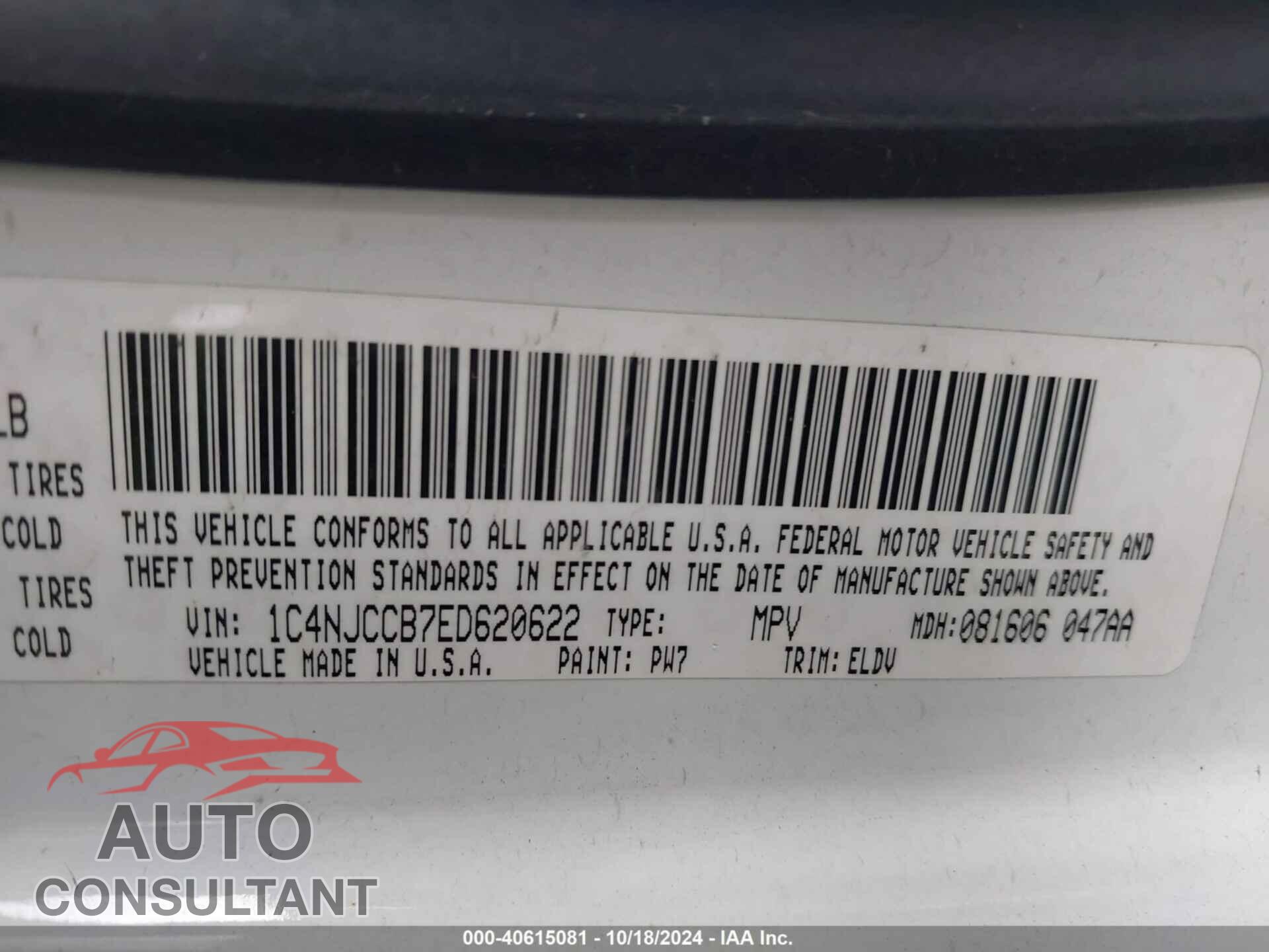 JEEP COMPASS 2014 - 1C4NJCCB7ED620622