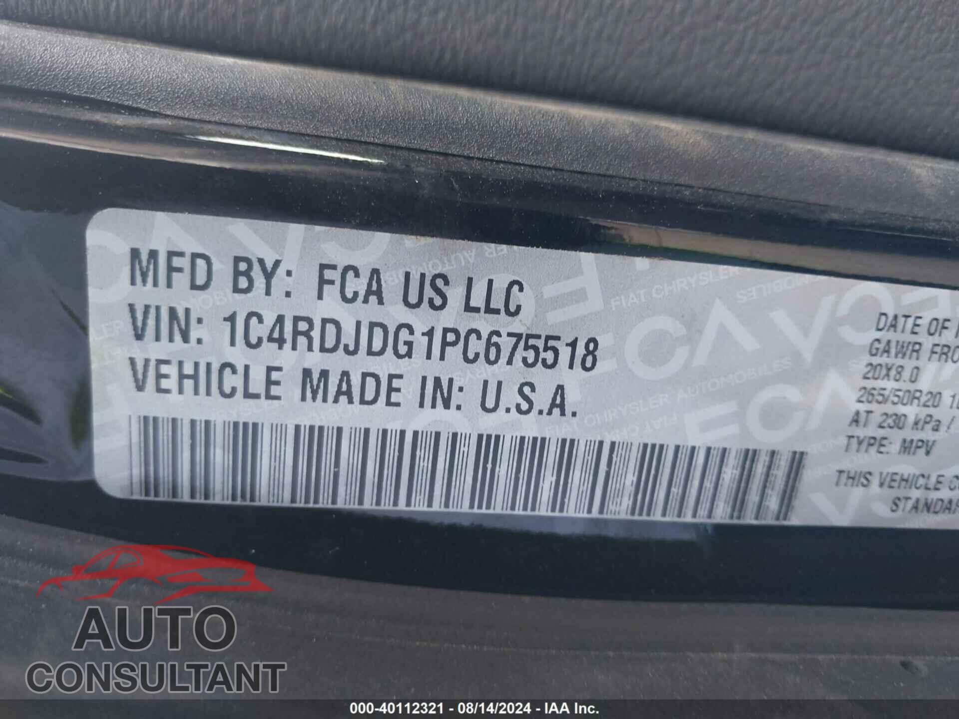 DODGE DURANGO 2023 - 1C4RDJDG1PC675518