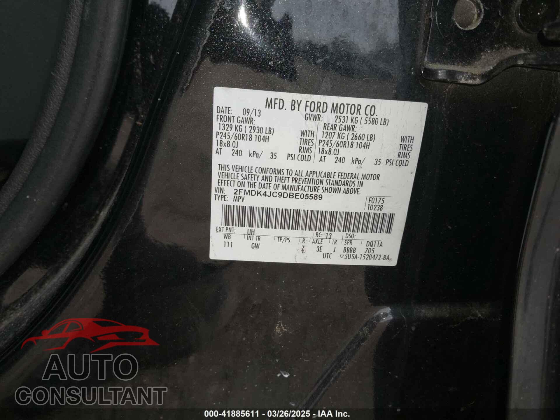 FORD EDGE 2013 - 2FMDK4JC9DBE05589