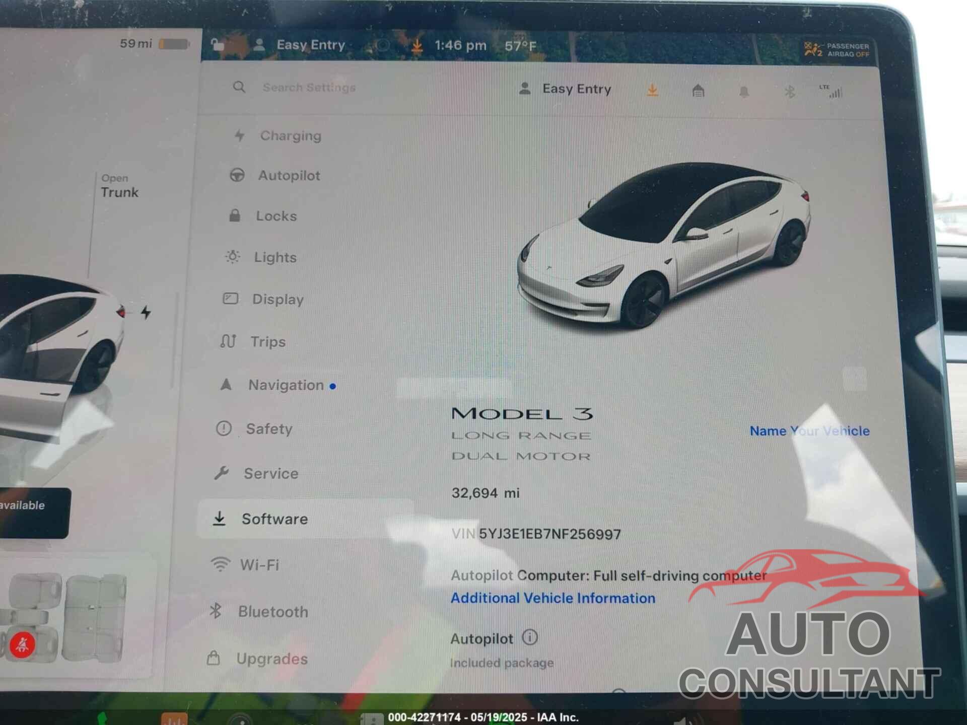 TESLA MODEL 3 2022 - 5YJ3E1EB7NF256997