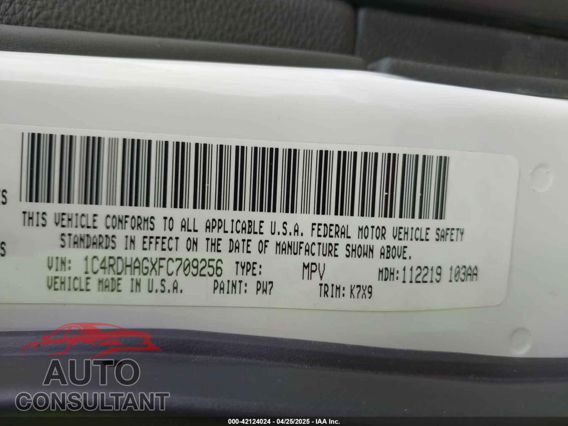DODGE DURANGO 2015 - 1C4RDHAGXFC709256