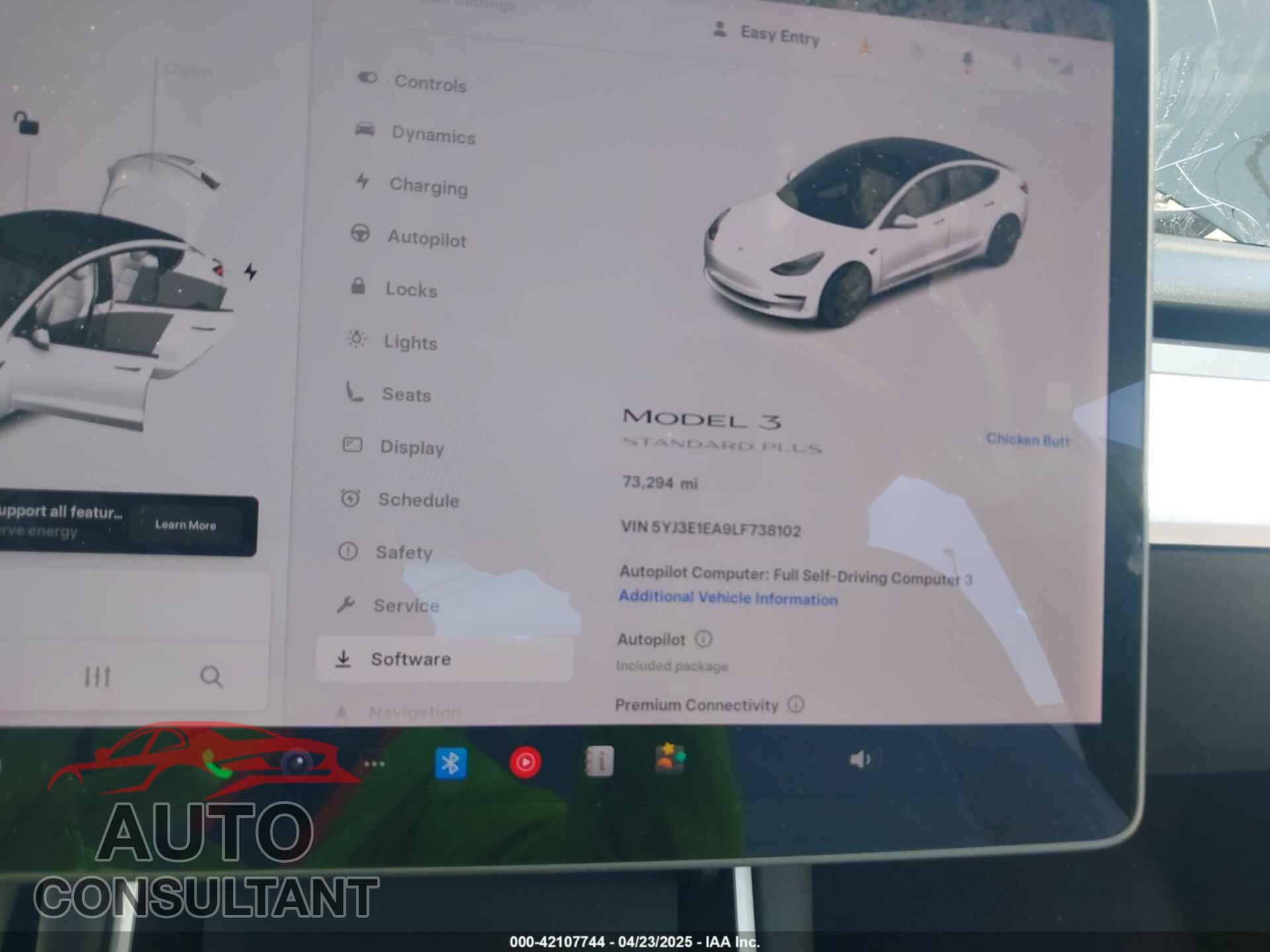 TESLA MODEL 3 2020 - 5YJ3E1EA9LF738102